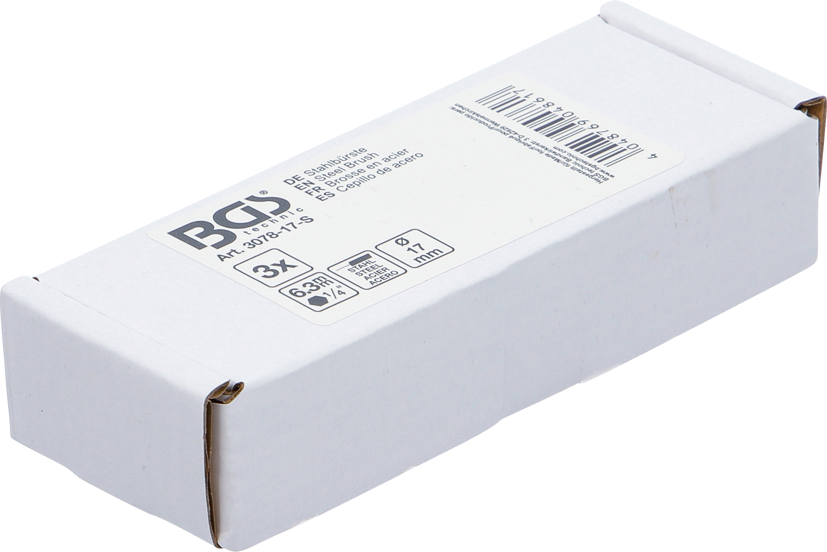 BGS Stahlbürste | 17 mm | Antrieb Außensechskant 6,3 mm (1/4") | 3-tlg.