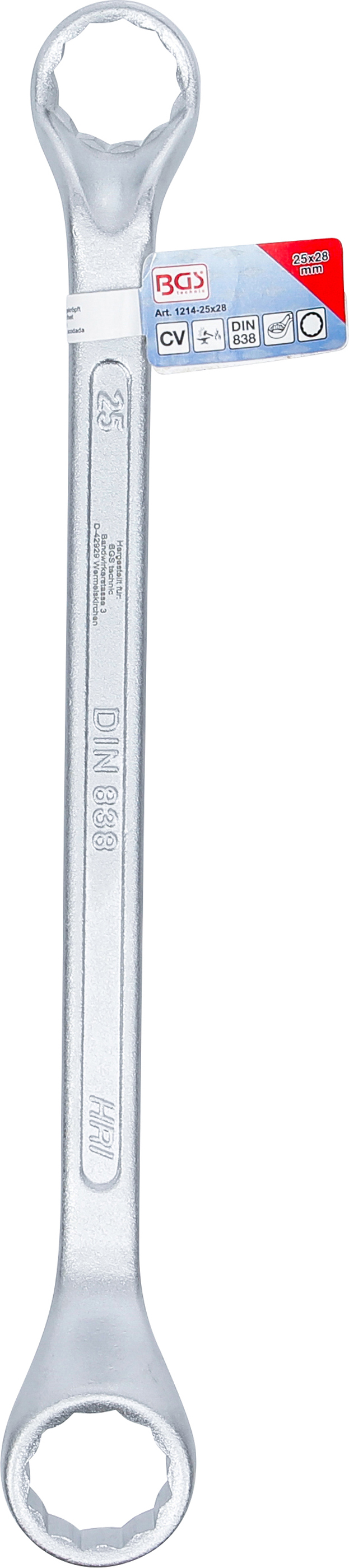 BGS Doppel-Ringschlüssel, gekröpft | SW 25 x 28 mm