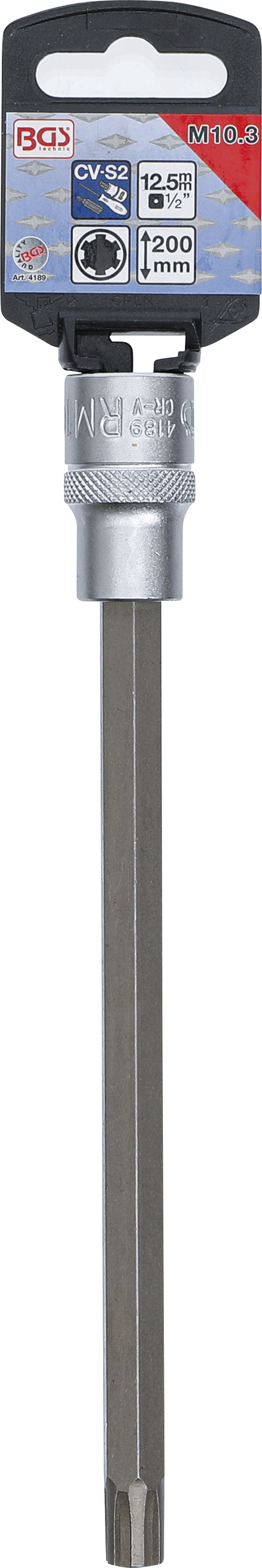 BGS Bit-Einsatz | Länge 200 mm | Antrieb Innenvierkant 12,5 mm (1/2") | Keil-Profil (für RIBE) M10,3