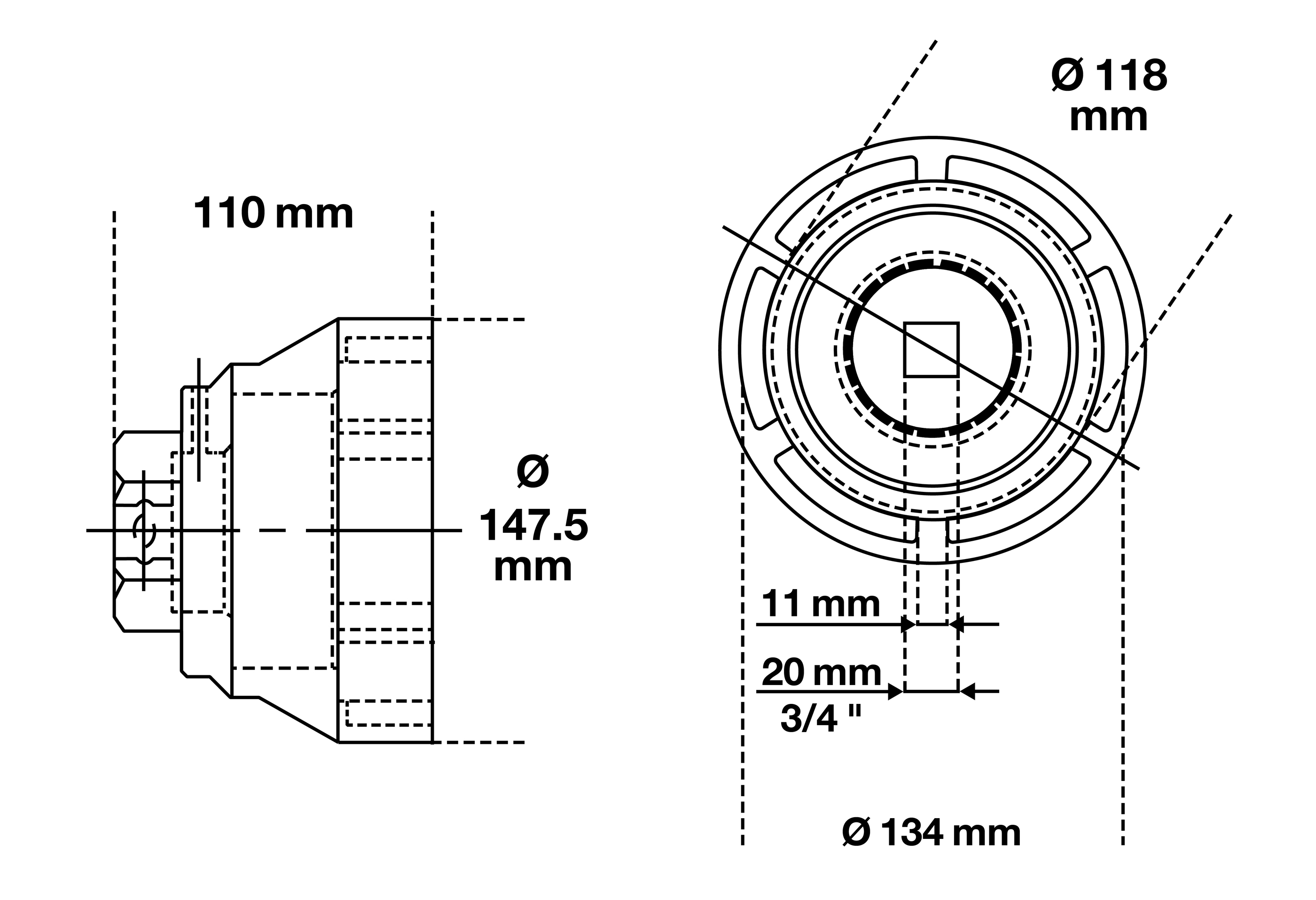 BGS Nutmutternschlüssel | Zapfen innen liegend | für MAN | 133 - 145 mm