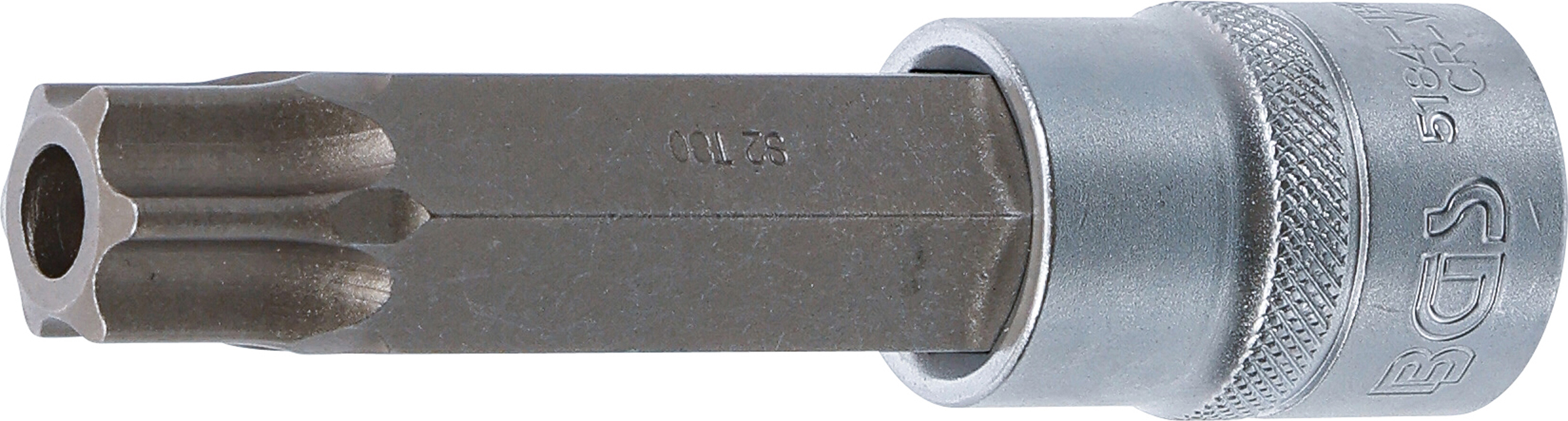 BGS Bit-Einsatz | Länge 100 mm | Antrieb Innenvierkant 12,5 mm (1/2") | T-Profil (für Torx) mit Bohrung T80