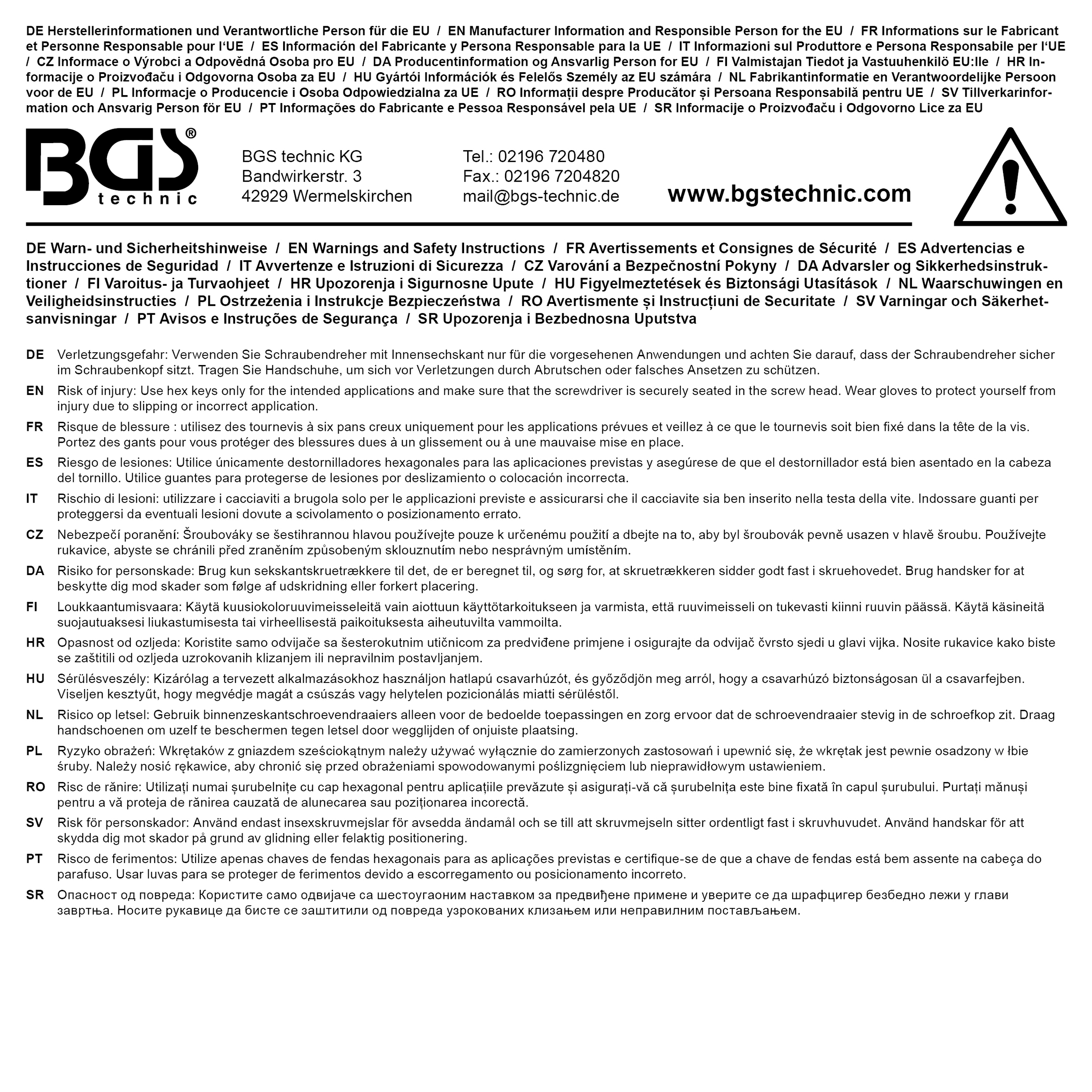 BGS Schraubendreher | Innensechskant 1,5 mm | Klingenlänge 75 mm