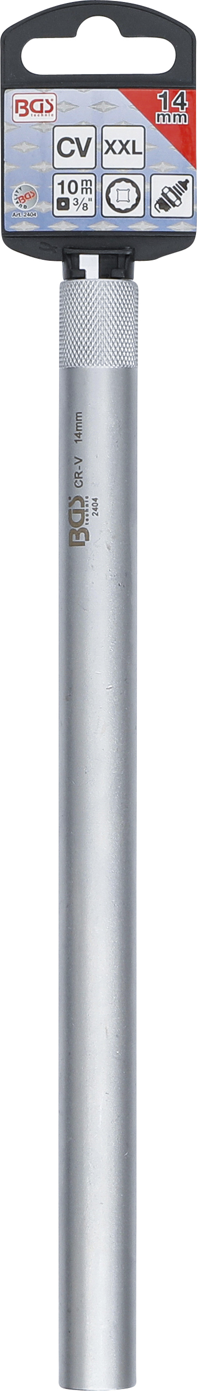 BGS Zündkerzen-Einsatz Zwölfkant, extra lang | Antrieb Innenvierkant 10 mm (3/8") | SW 14 mm