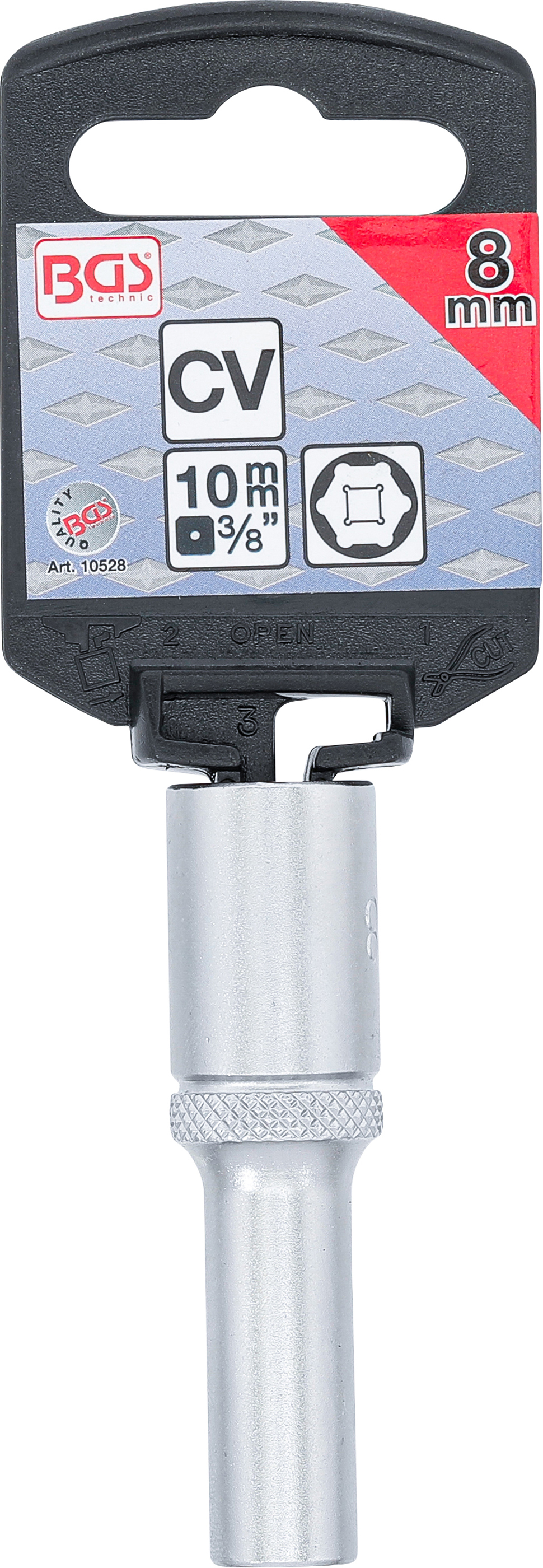 BGS Steckschlüssel-Einsatz Sechskant, tief | Antrieb Innenvierkant 10 mm (3/8") | SW 8 mm