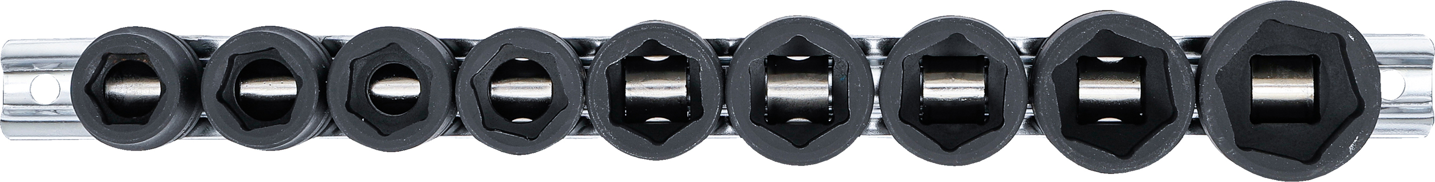 BGS Kraft-Steckschlüssel-Einsatz-Satz Sechskant, extra flach | Antrieb Innenvierkant 12,5 mm (1/2") | SW 13 - 24 mm | 9-tlg.
