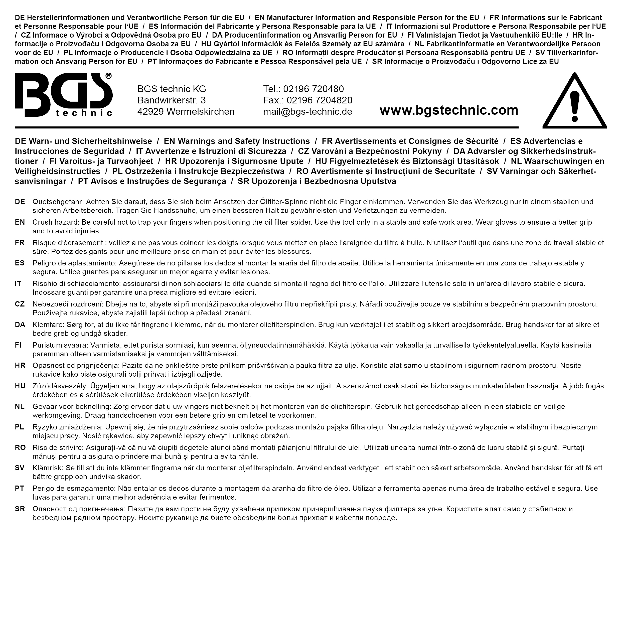 BGS Ölfilterspinne, 3-armig | für Ölfilter Ø 80 - 135 mm