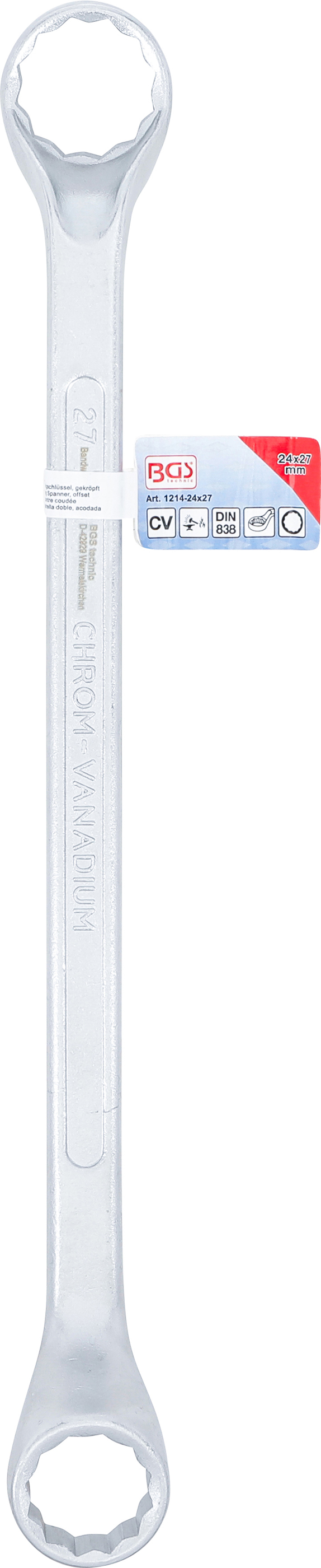 BGS Doppel-Ringschlüssel, gekröpft | SW 24 x 27 mm