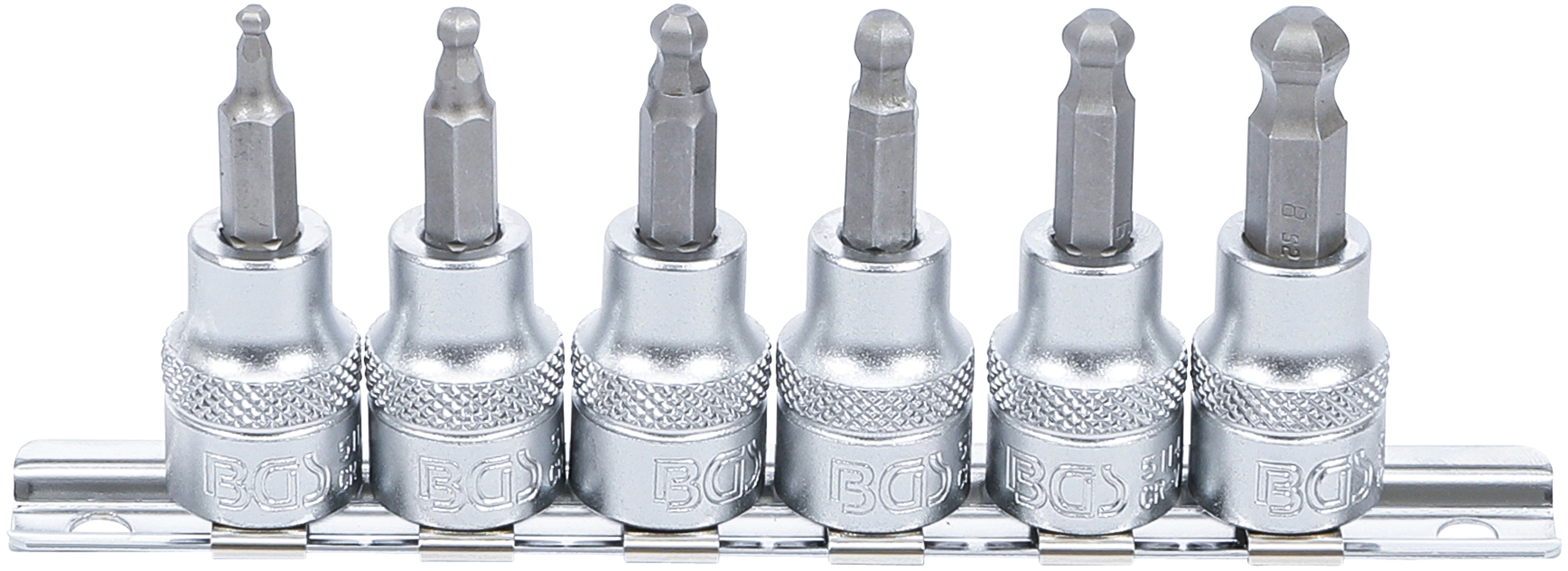 BGS Bit-Einsatz-Satz | Antrieb Innenvierkant 10 mm (3/8") | Innensechskant mit Kugelkopf 3 - 8 mm | 6-tlg.