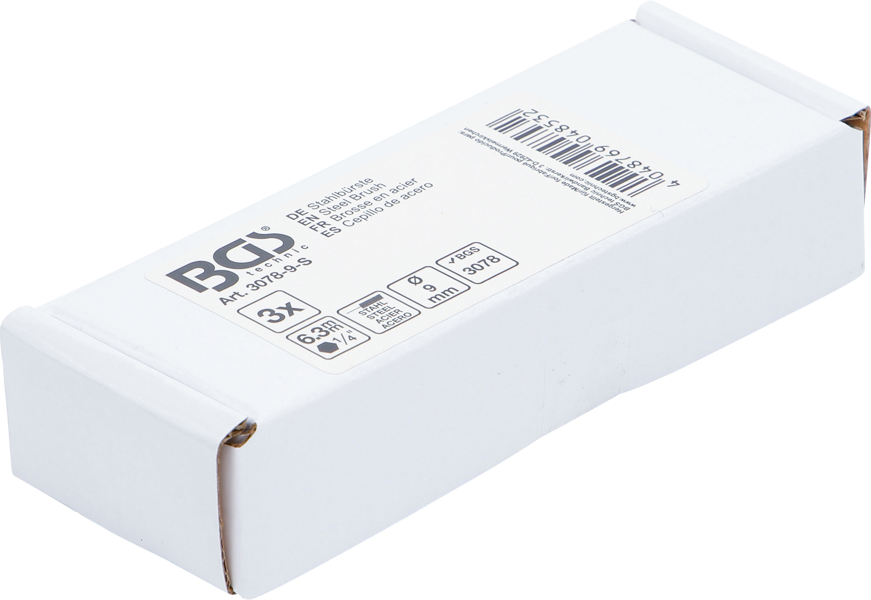 BGS Stahlbürste | 9 mm | Antrieb Außensechskant 6,3 mm (1/4") | 3-tlg.