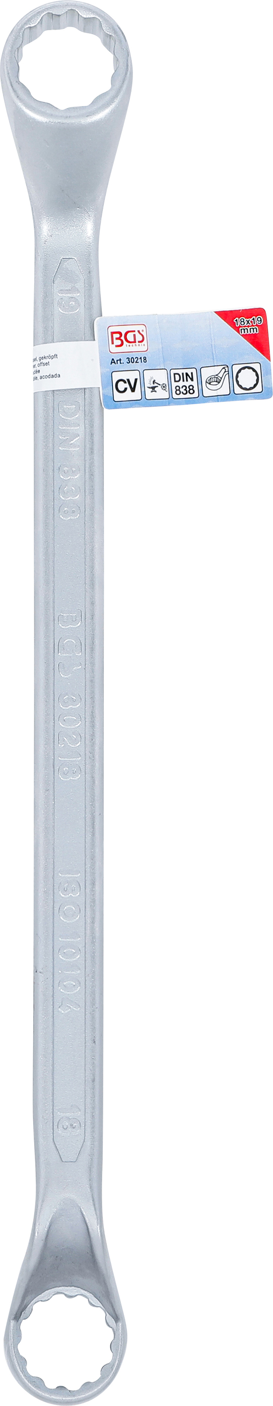 BGS Doppel-Ringschlüssel | tief gekröpft | SW 18 x 19 mm BGS Doppel-Ringschlüssel | tief gekröpft | SW 18 x 19 mm