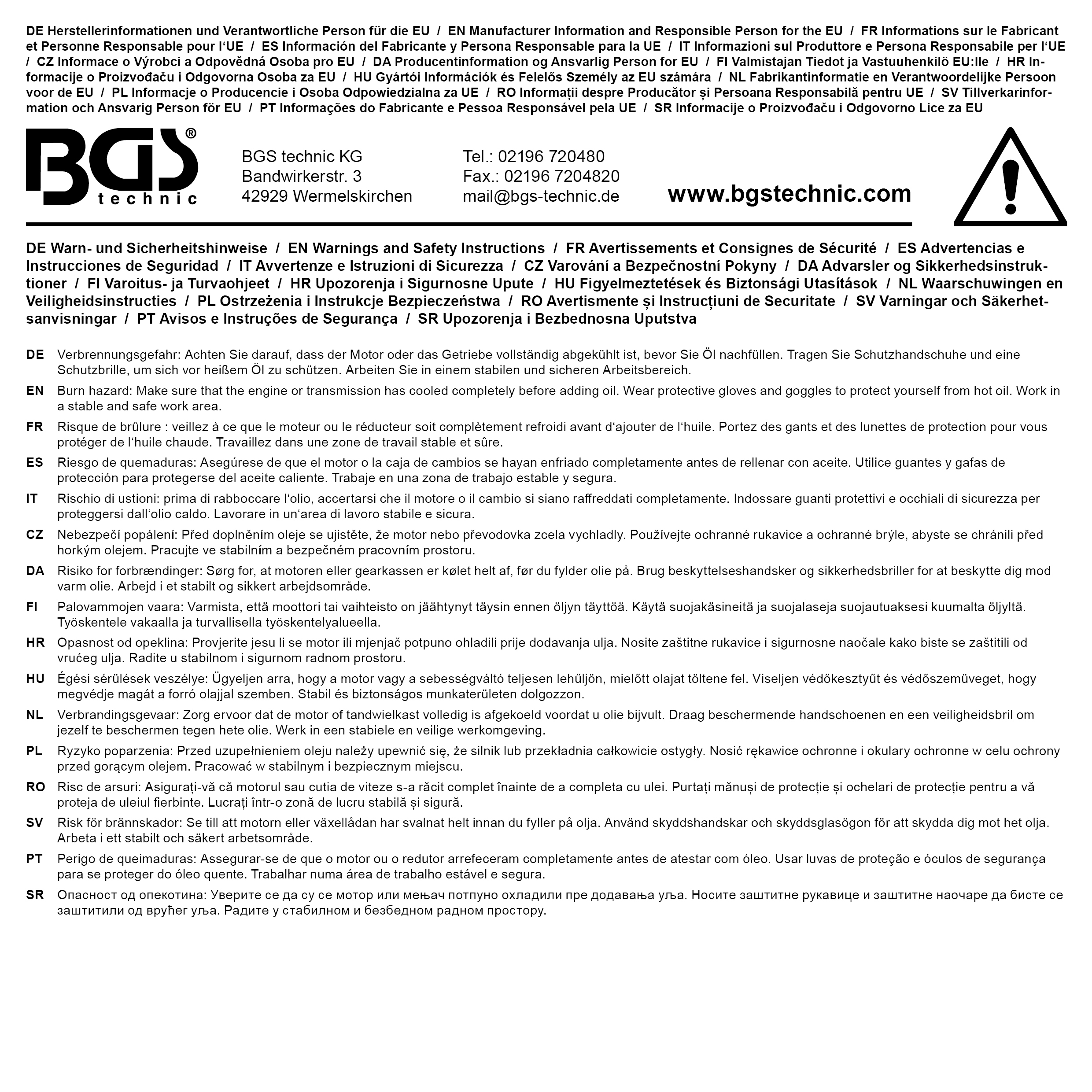 BGS Öl-Befülladapter für Renault, Opel, Volvo, Nissan | für Art. 8505-1, 8505-2, 8899, 72213