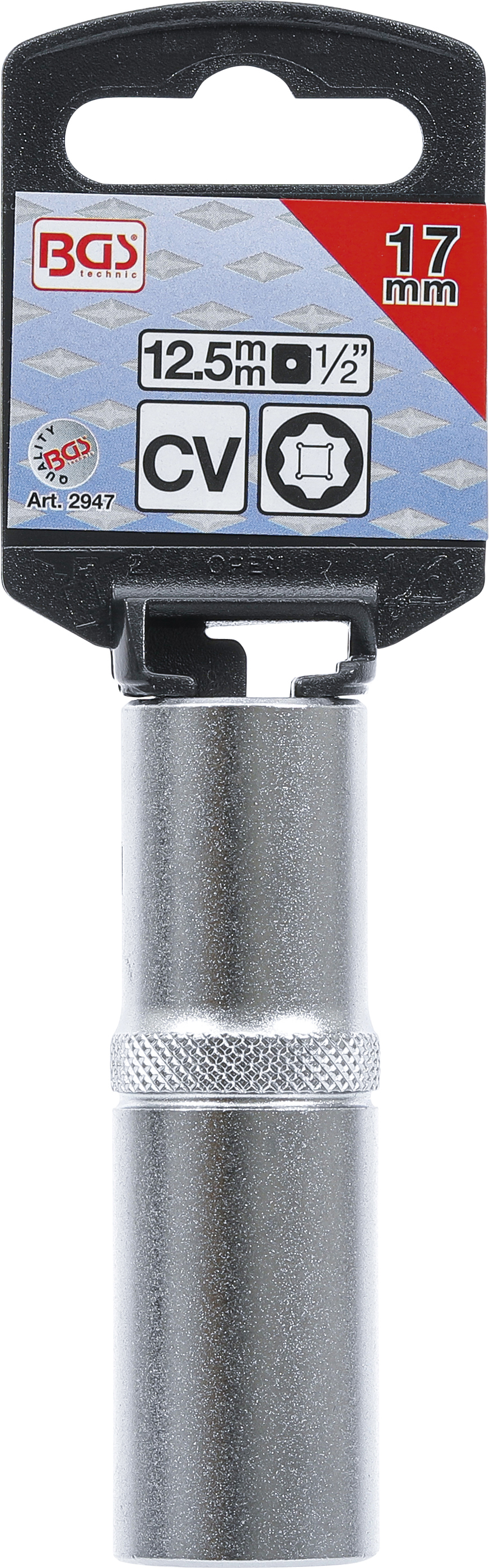 BGS Steckschlüssel-Einsatz Super Lock, tief | Antrieb Innenvierkant 12,5 mm (1/2") | SW 17 mm