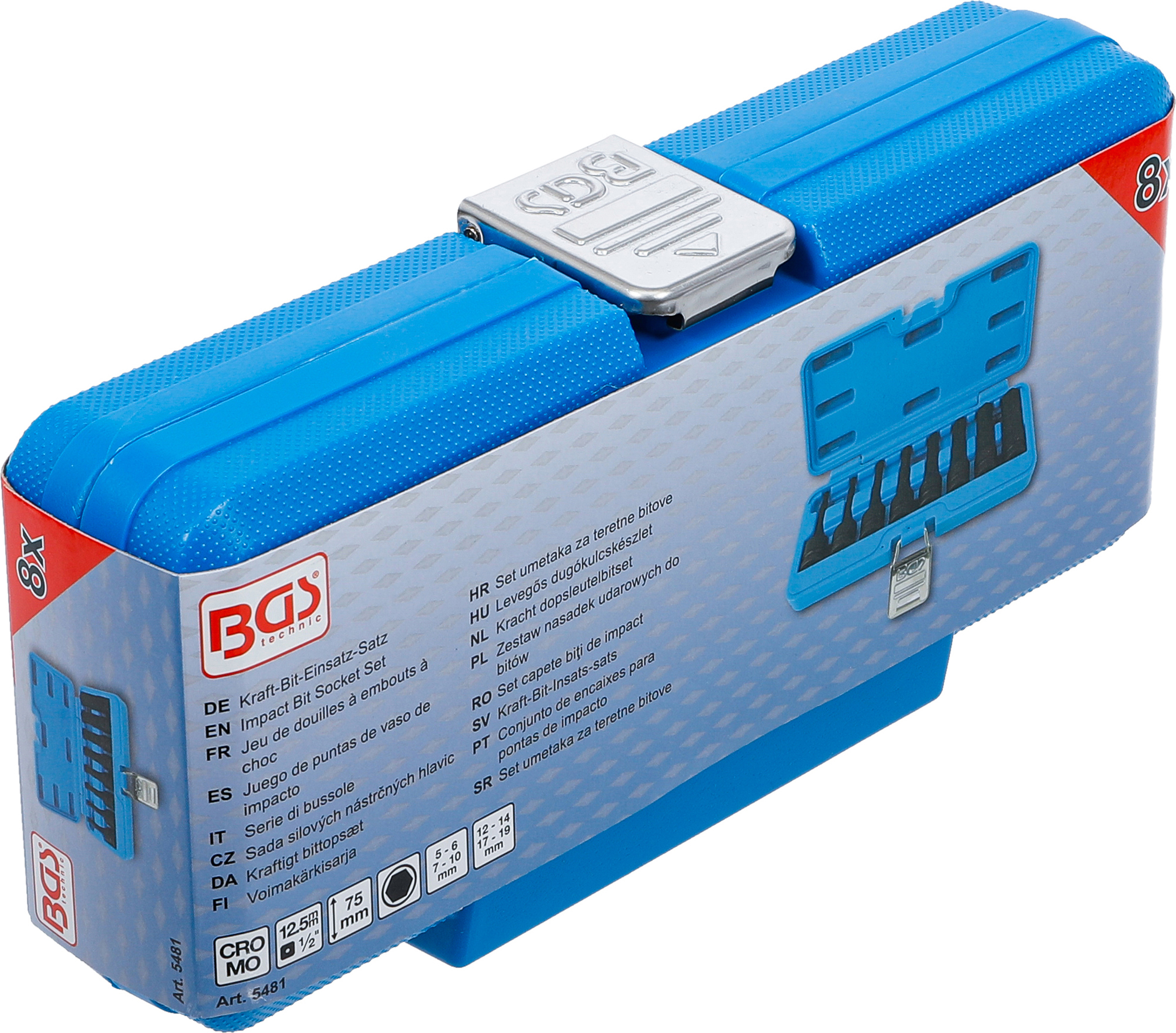 BGS Kraft-Bit-Einsatz-Satz | Antrieb Innenvierkant 12,5 mm (1/2") | Innensechskant 5 - 19 mm | 8-tlg.