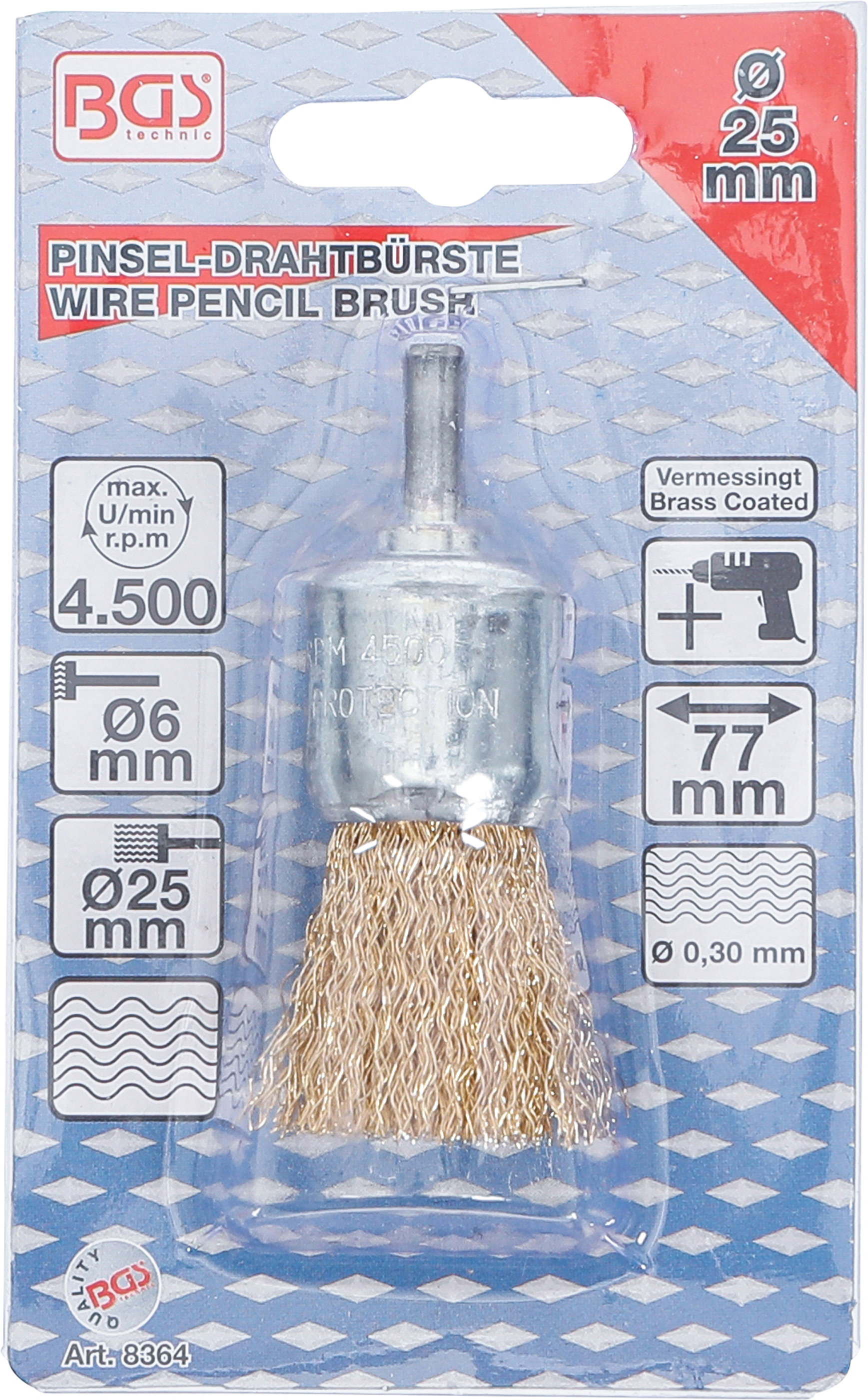 BGS Pinsel-Drahtbürste | vermessingt | Ø 25 mm