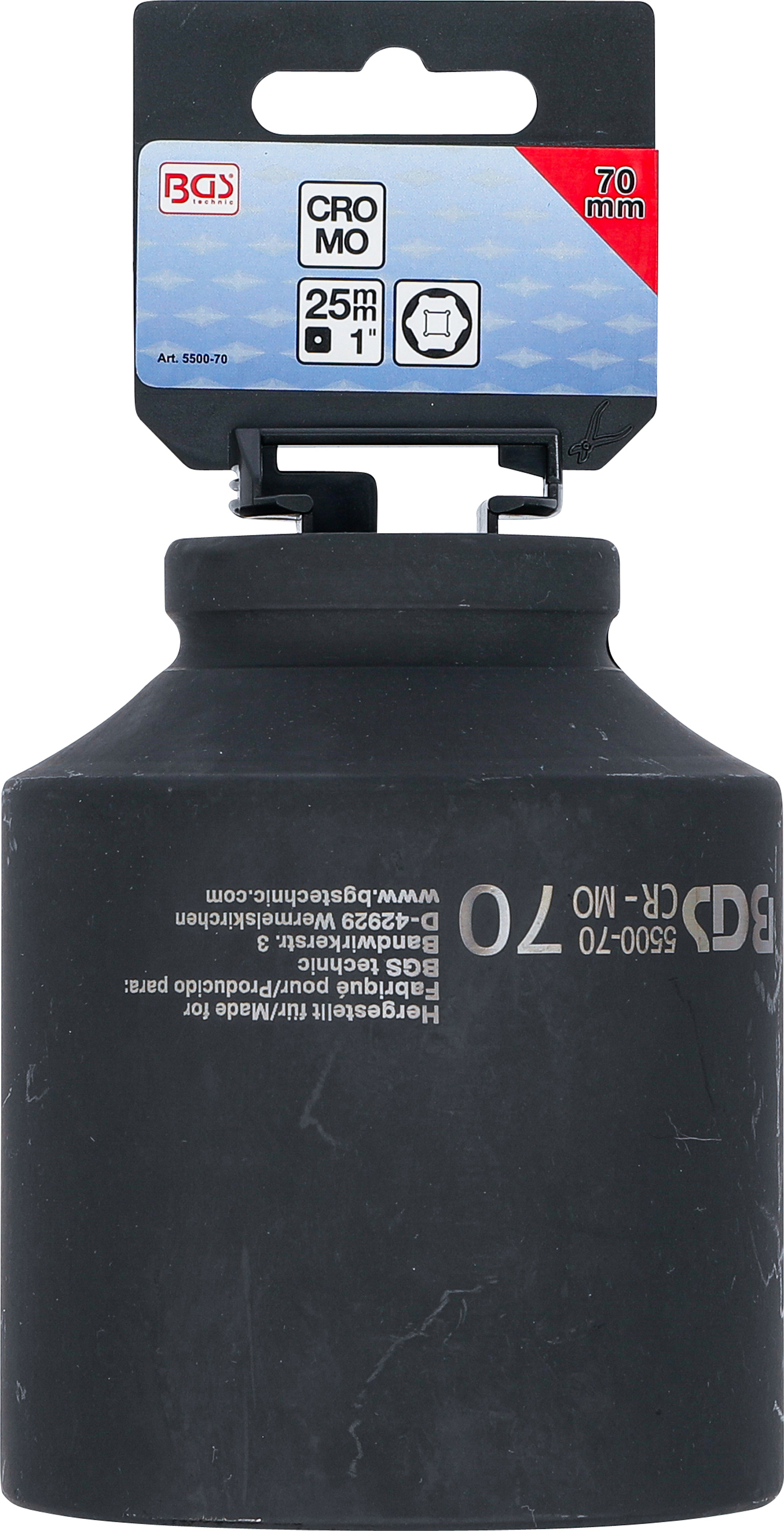 BGS Kraft-Steckschlüssel-Einsatz Sechskant, tief | Antrieb Innenvierkant 25 mm (1") | SW 70 mm