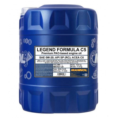 0W-20 Mannol 7921 Legend Formula C5 Motoröl 10 Liter