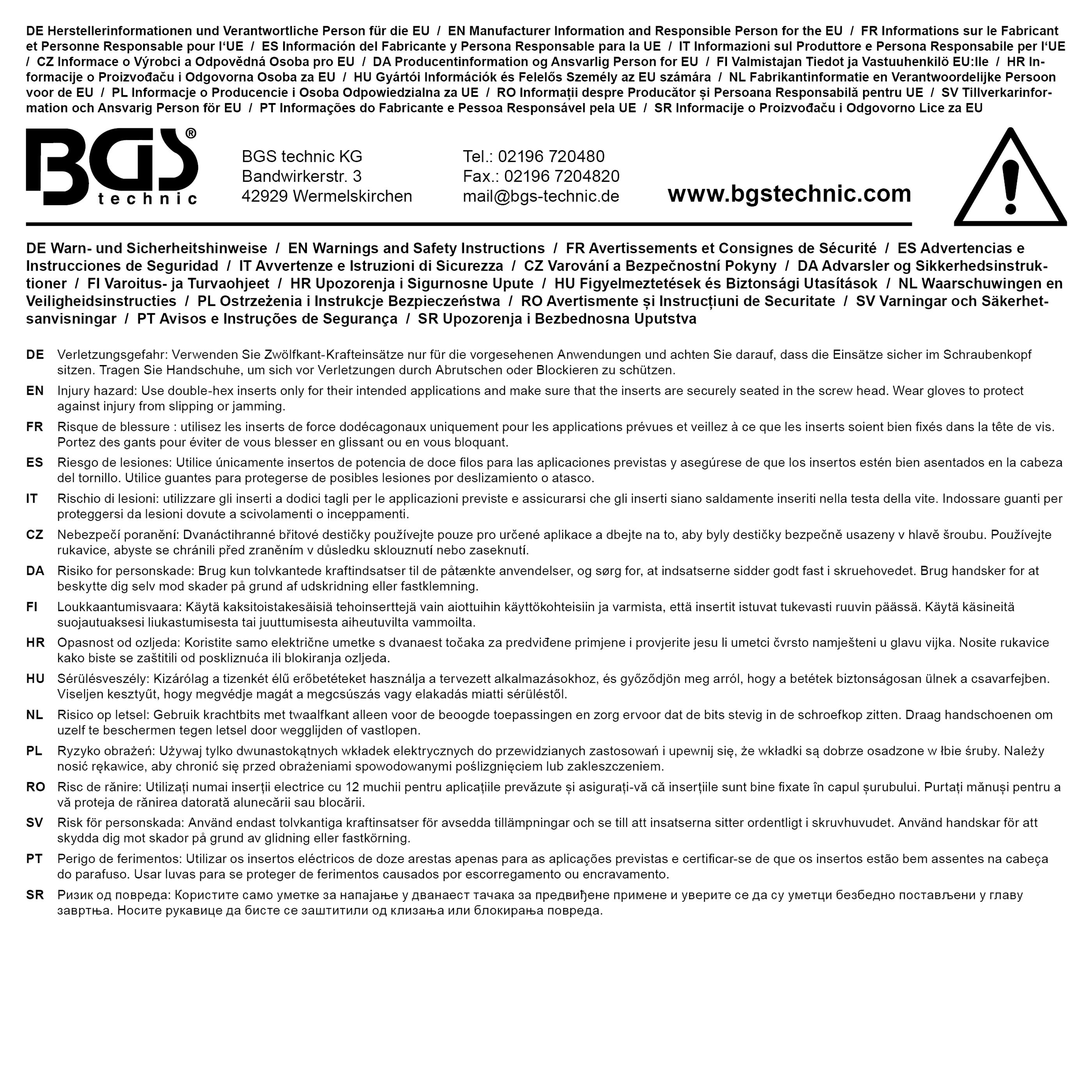 BGS Kraft-Steckschlüssel-Einsatz Zwölfkant, tief | Antrieb Innenvierkant 20 mm (3/4") | SW 19 mm