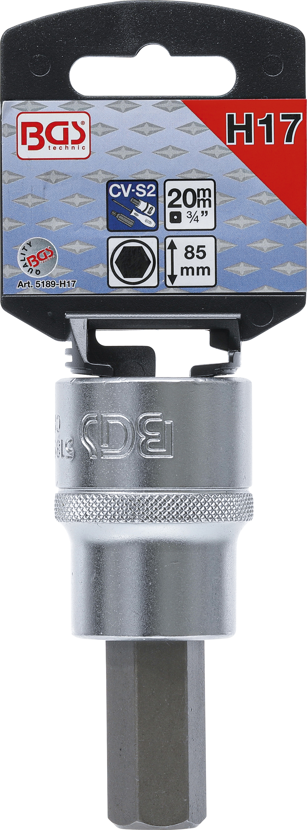 BGS Bit-Einsatz | Antrieb Innenvierkant 20 mm (3/4") | Innensechskant 17 mm