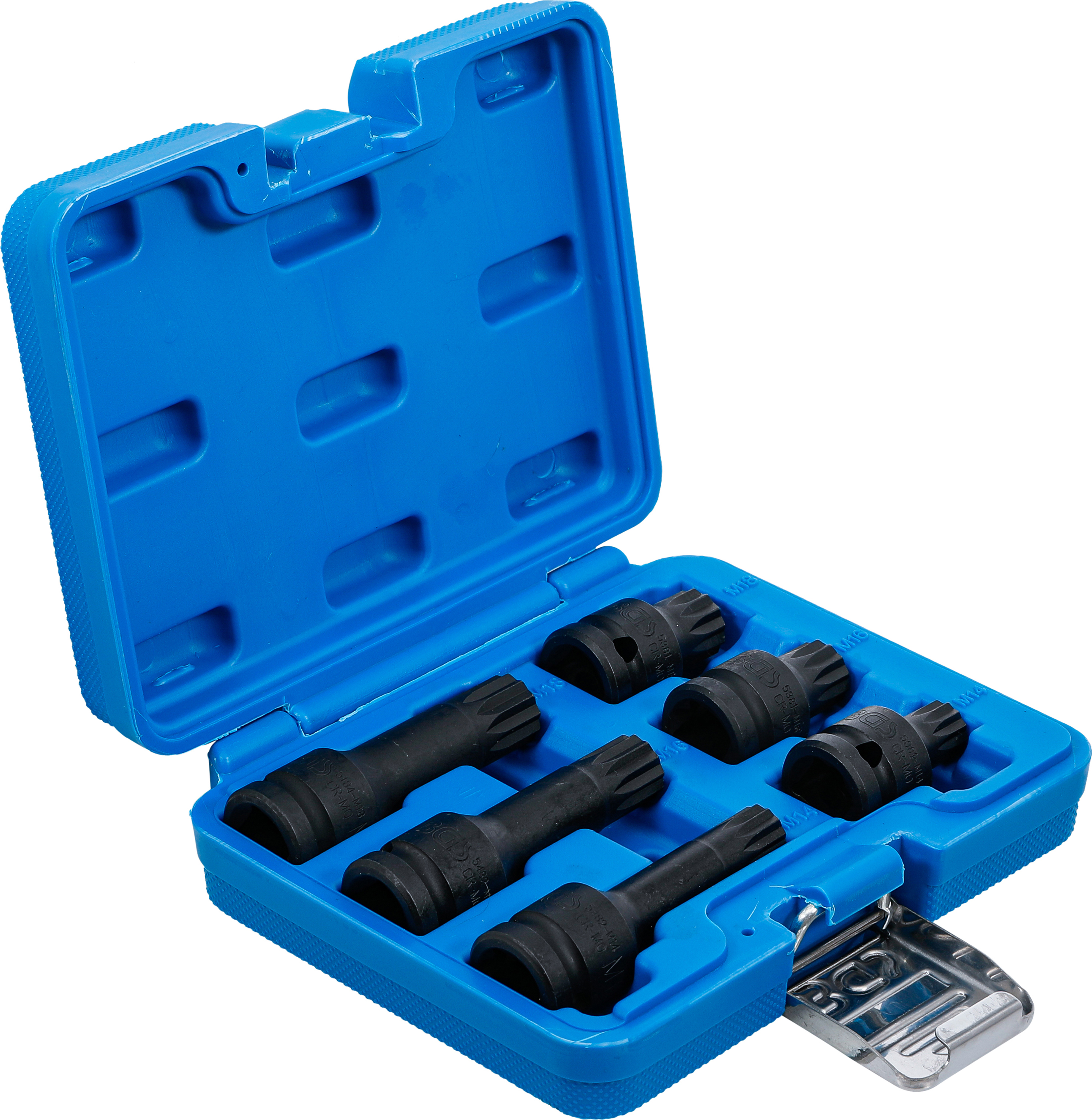 BGS Kraft-Bit-Einsatz-Satz | Antrieb Innenvierkant 12,5 mm (1/2") | Innenvielzahn (für XZN) M14 - M18 | 6-tlg.