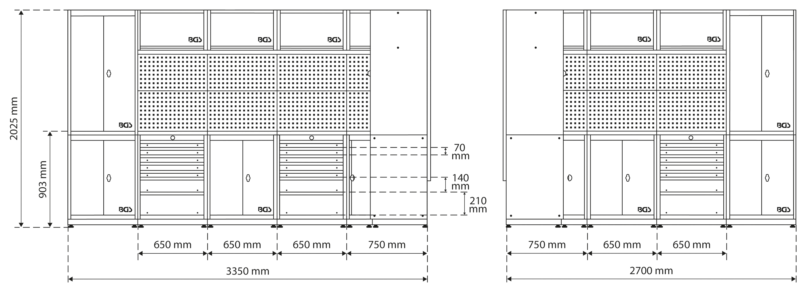 BGS Schrankwand-System | Werkstatt | Holz | 8 Module