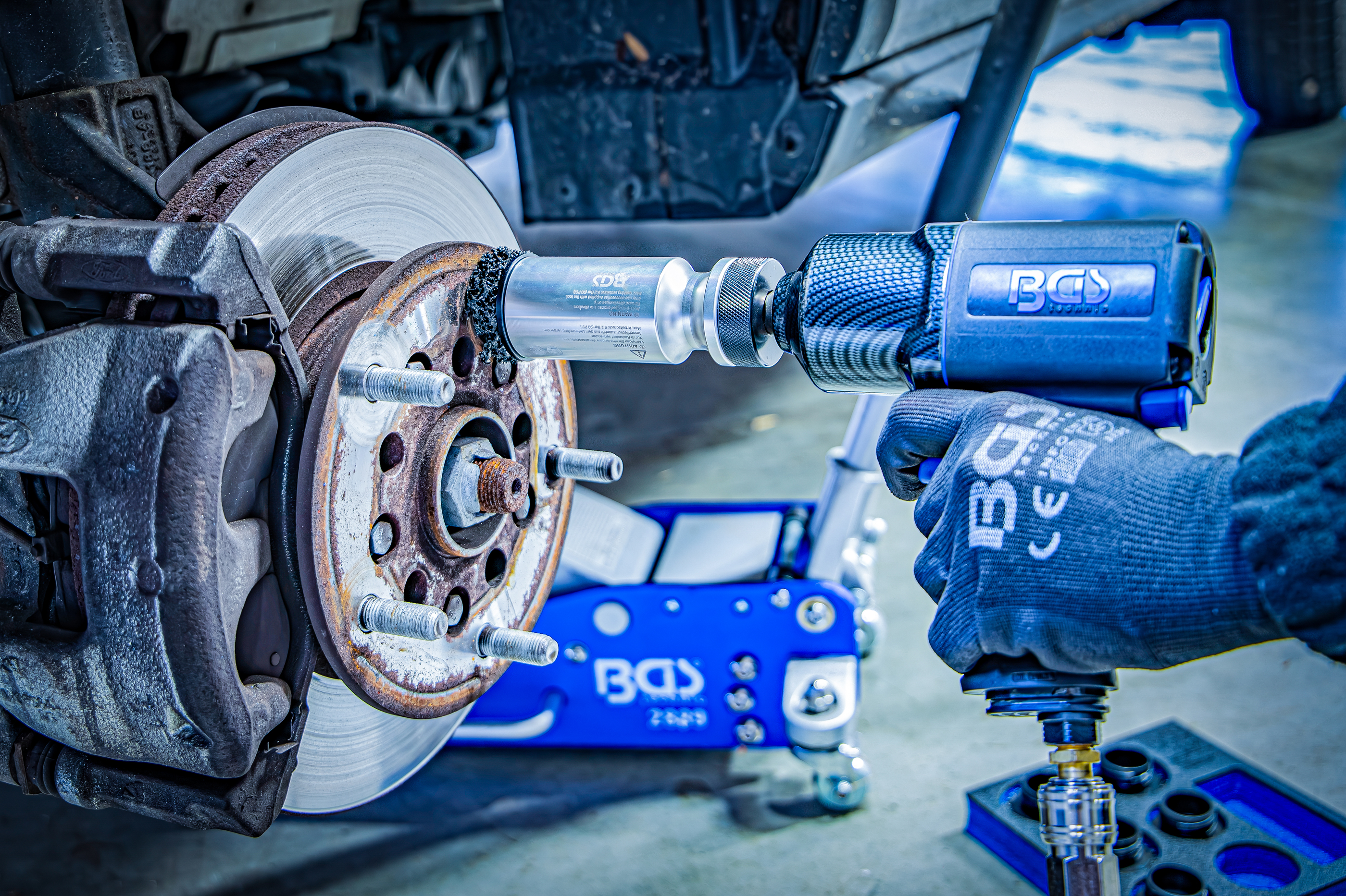 BGS Werkstattwageneinlage 1/6: Radnabenschleifer-Satz | für Stehbolzen und Radmutternbolzen | 7-tlg.