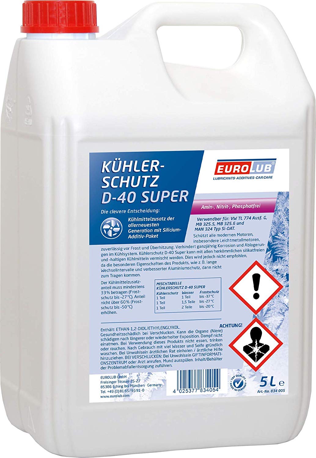 Eurolub Kühlerfrostschutz D-40 Super Konzentrat 5 Liter