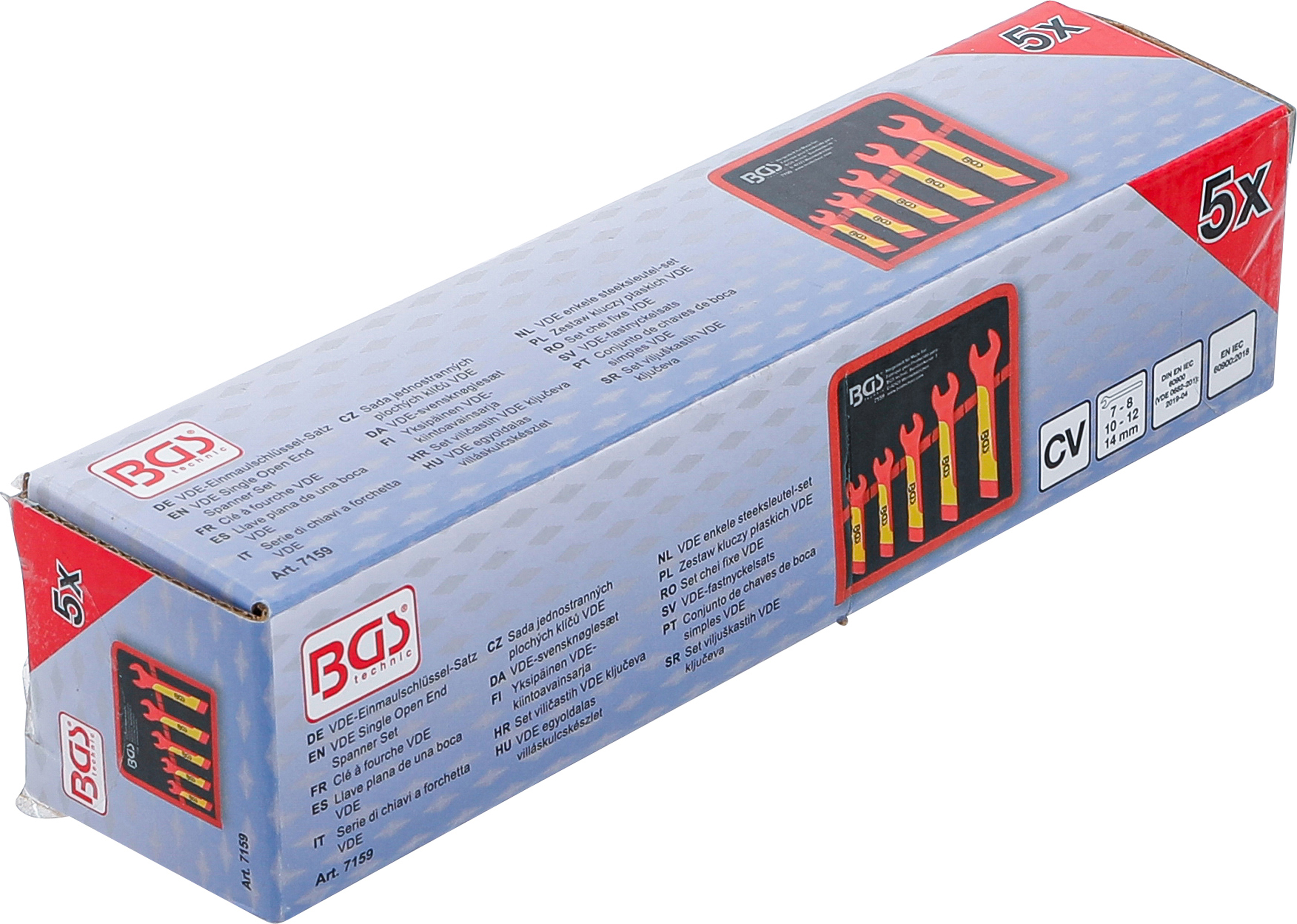 BGS VDE-Einmaulschlüssel-Satz | SW 7 - 14 mm | 5-tlg.