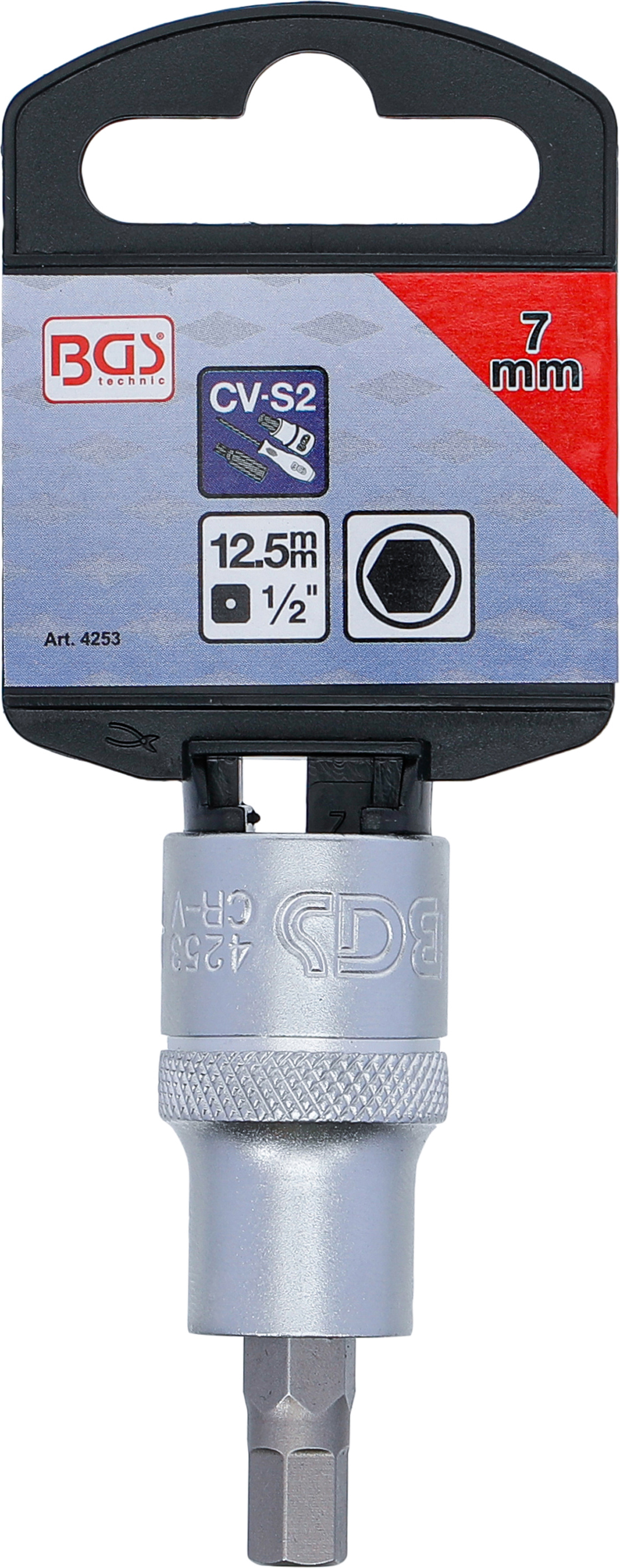 BGS Bit-Einsatz | Antrieb Innenvierkant 12,5 mm (1/2") | Innensechskant 7 mm