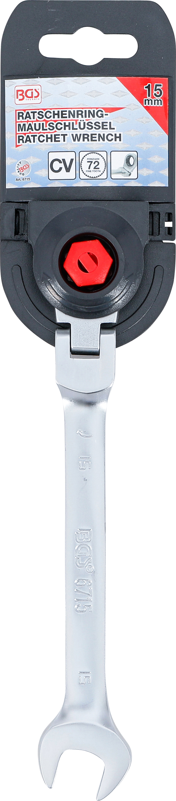 BGS Ratschenring-Maulschlüssel | abwinkelbar | SW 15 mm