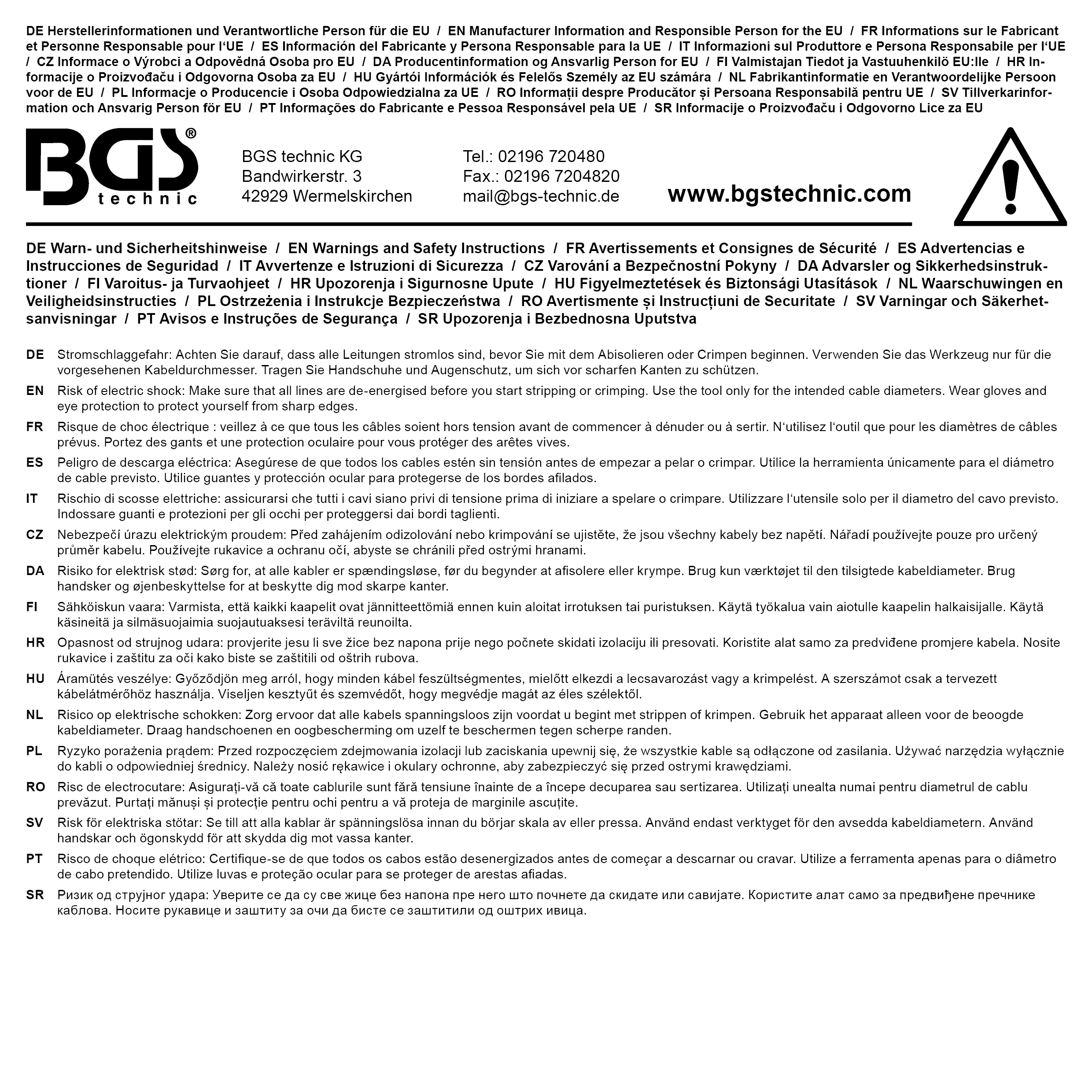 BGS Crimpzangen-Satz | mit 2 Paar Backen | mit Kabelschuh-Sortiment | 1000-tlg.