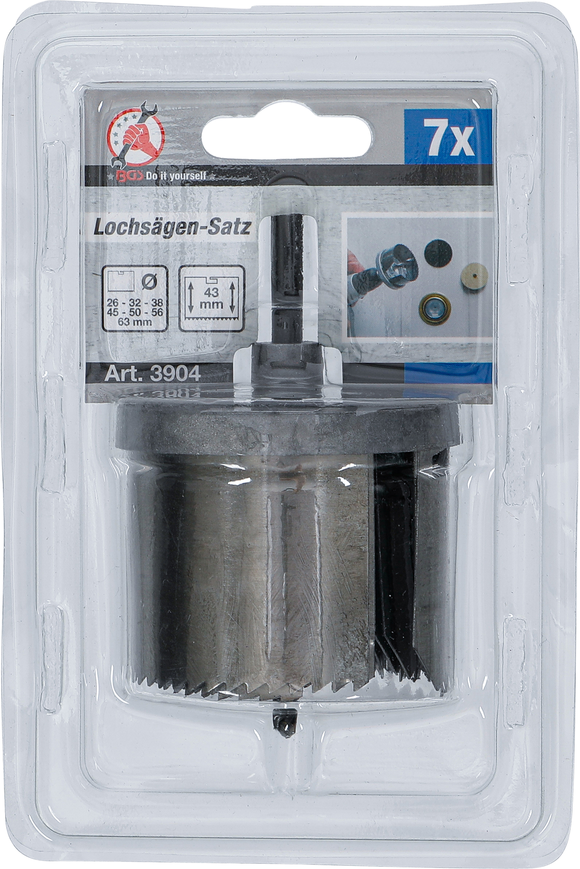 BGS Lochsägen-Satz | Ø 26 - 63 mm | Tiefe 43 mm | 7-tlg.