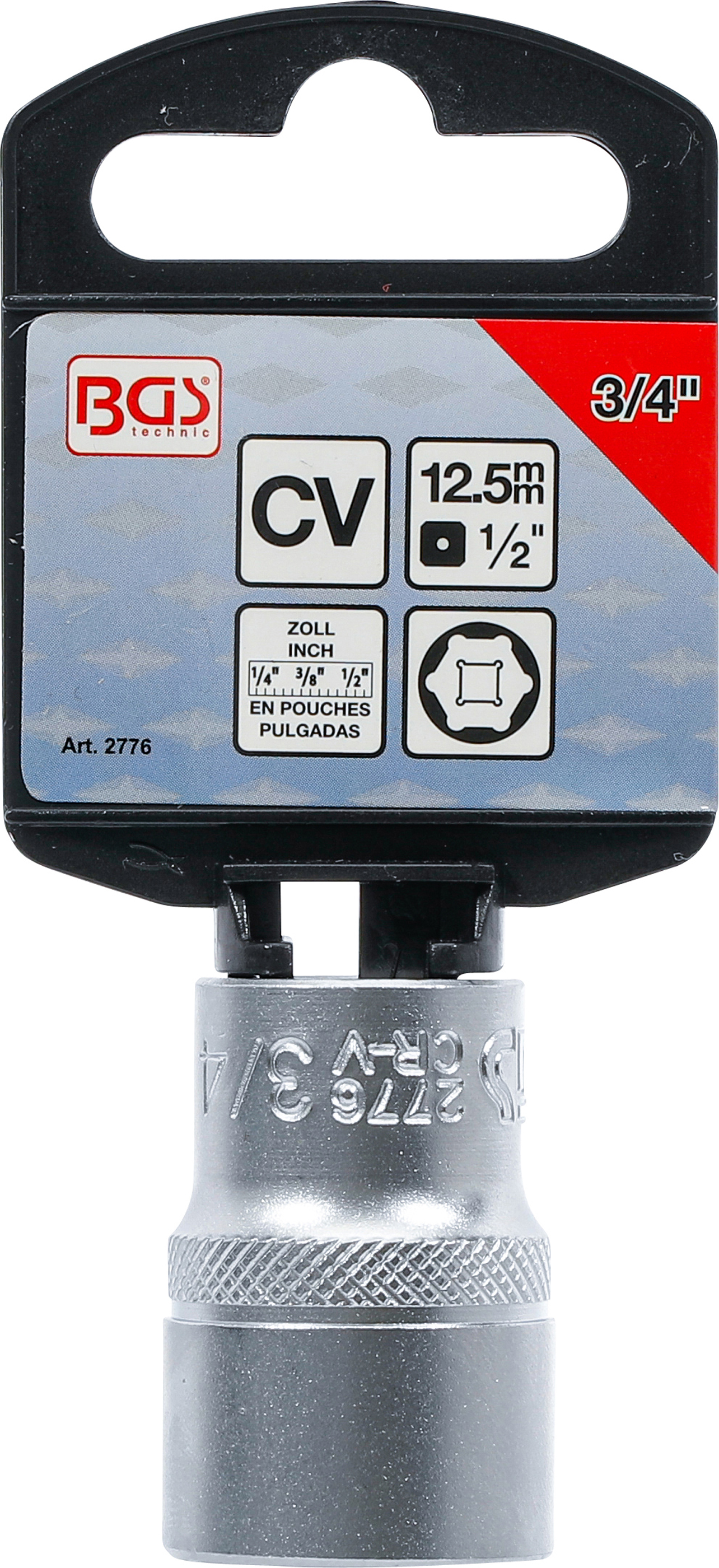 BGS Steckschlüssel-Einsatz Sechskant | Antrieb Innenvierkant 12,5 mm (1/2") | SW 3/4"