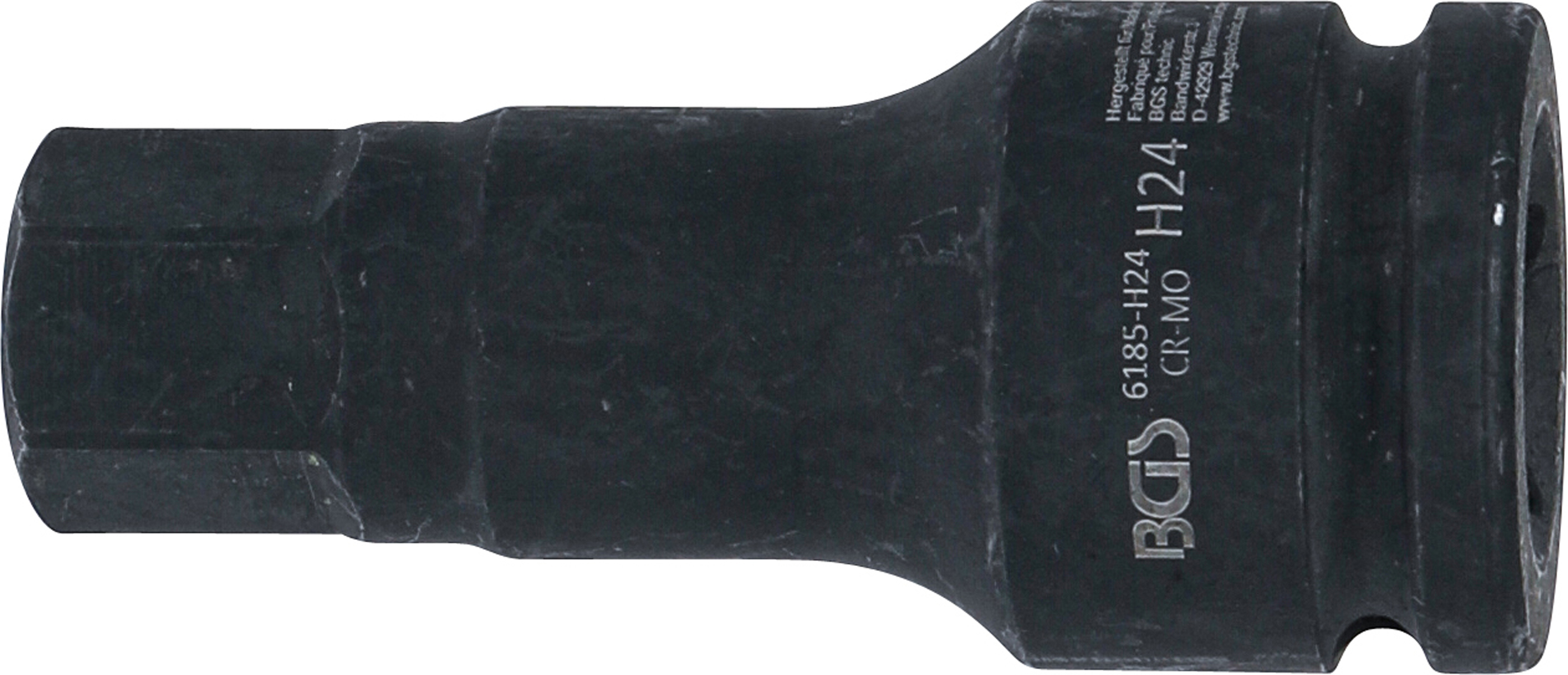 BGS Kraft-Bit-Einsatz | Länge 100 mm | Antrieb Innenvierkant 20 mm (3/4") | Innensechskant 24 mm