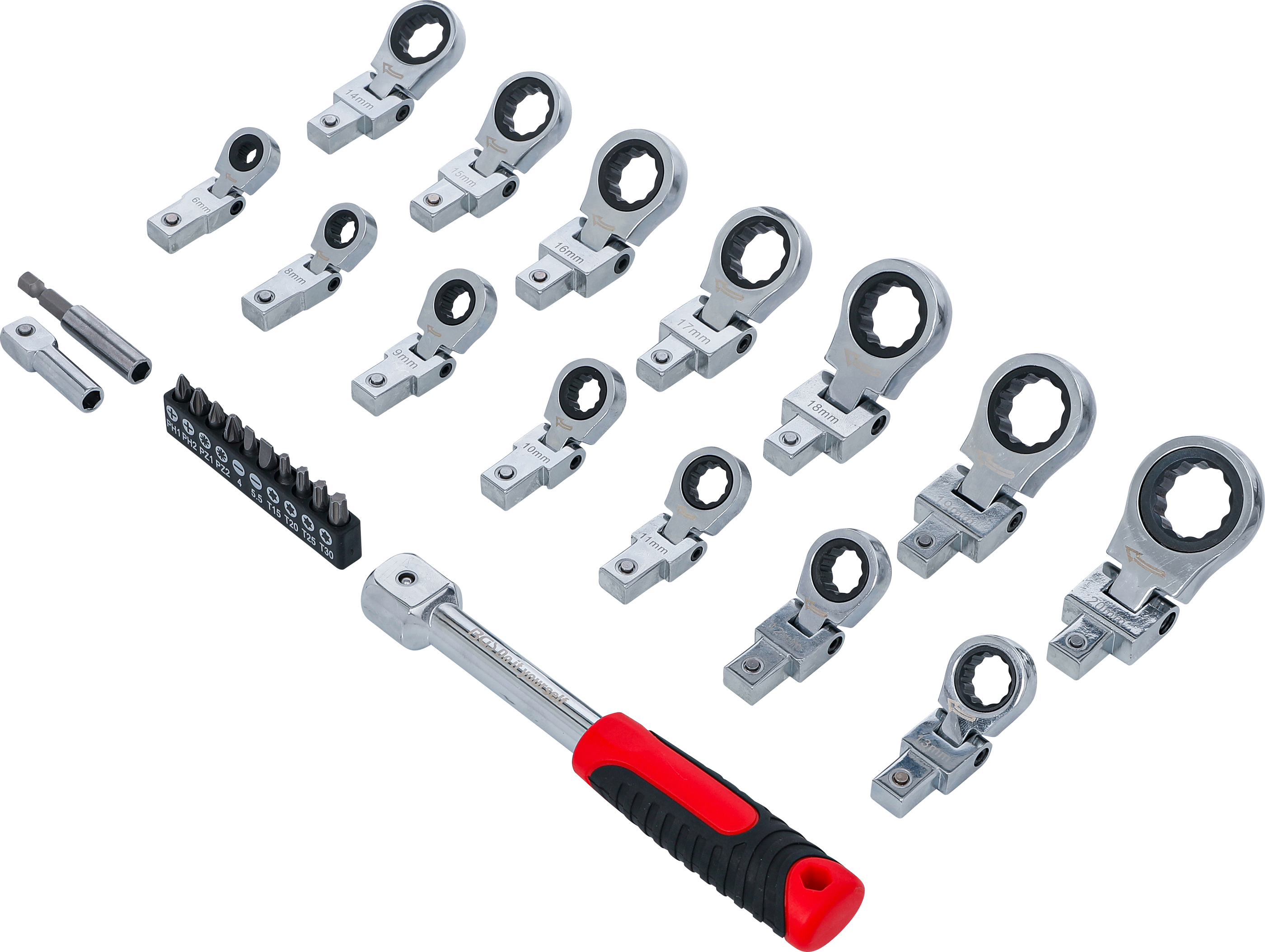 BGS Einsteck-Ratschenring-Schlüssel- und Bit-Satz | 6 - 20 mm | 27-tlg.