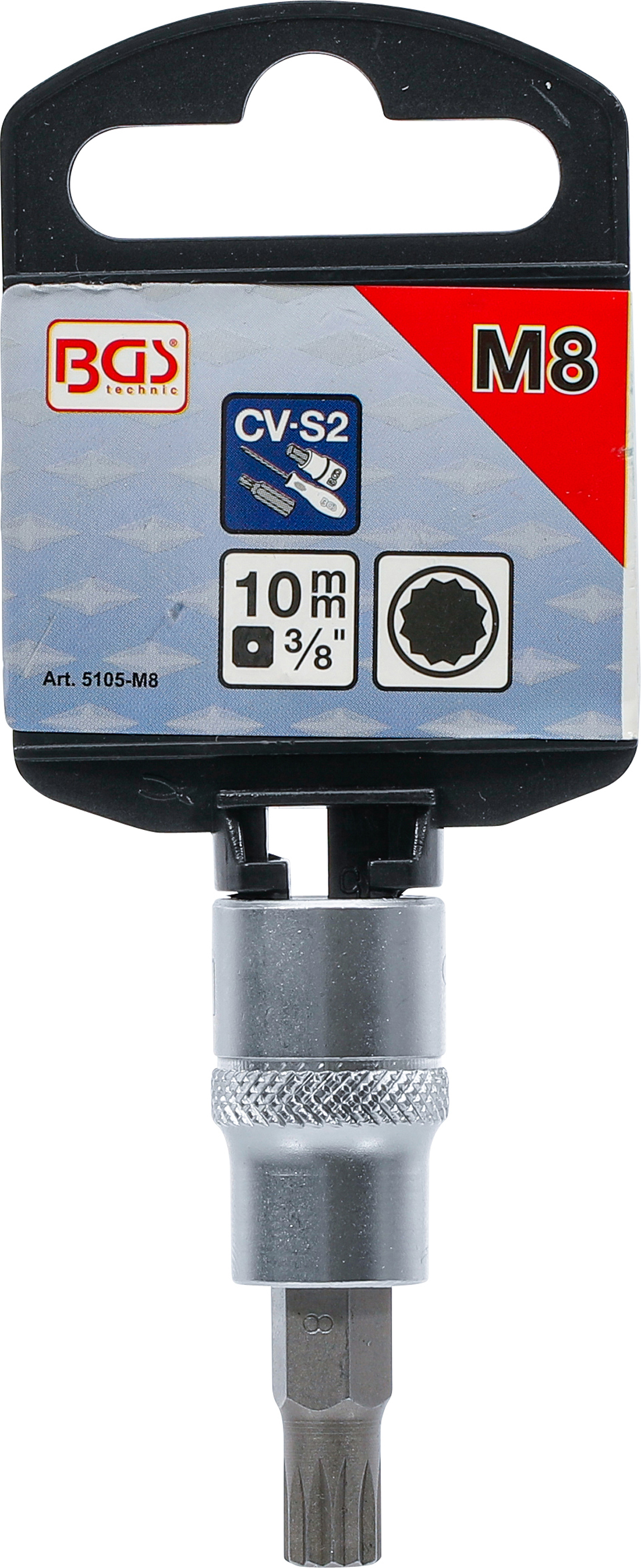 BGS Bit-Einsatz | Antrieb Innenvierkant 10 mm (3/8") | Innenvielzahn (für XZN) M8