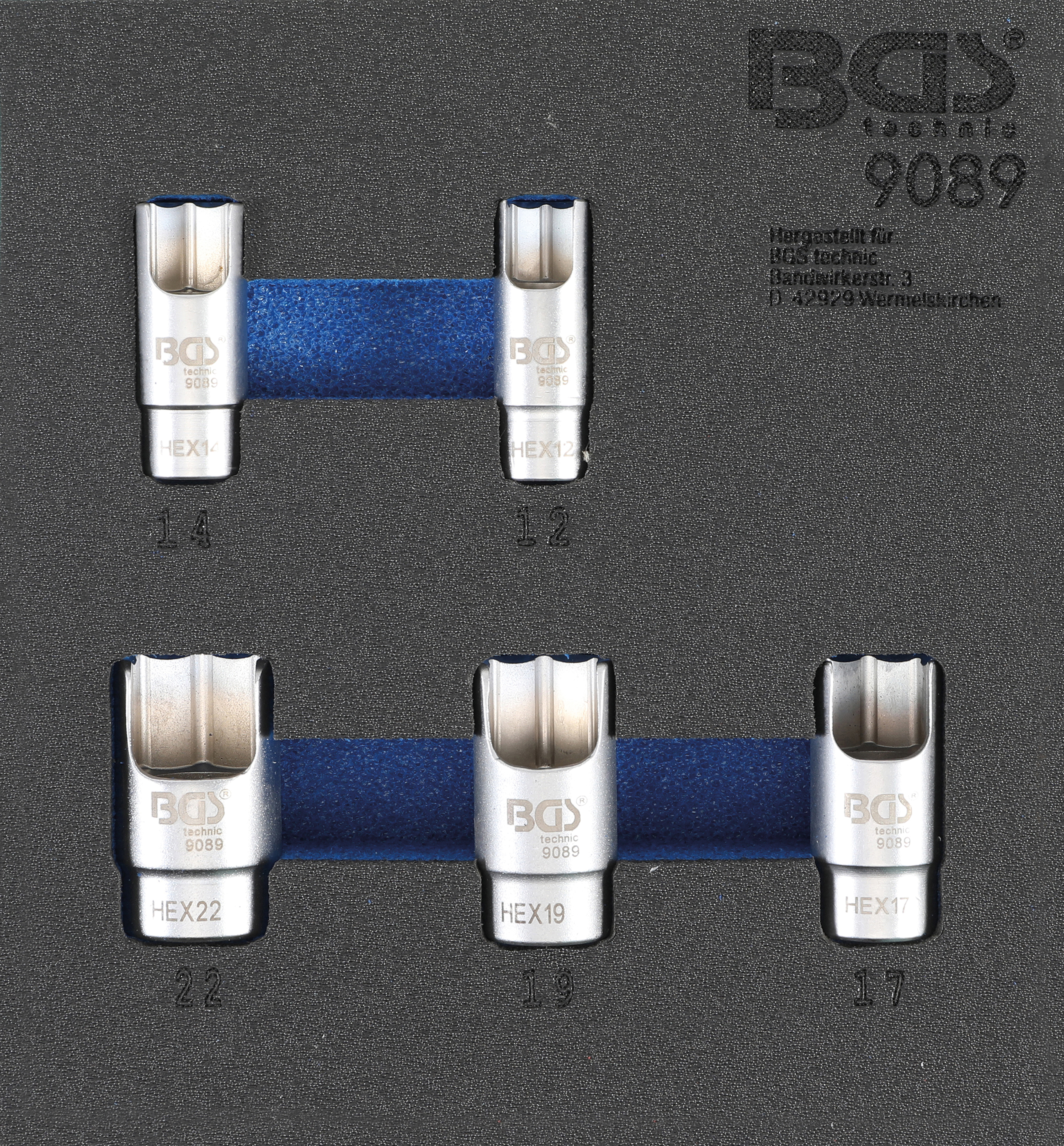 BGS Werkstattwageneinlage 1/6: Spezial-Einsätze für Winkel-Rohrverbinder | 5-tlg.