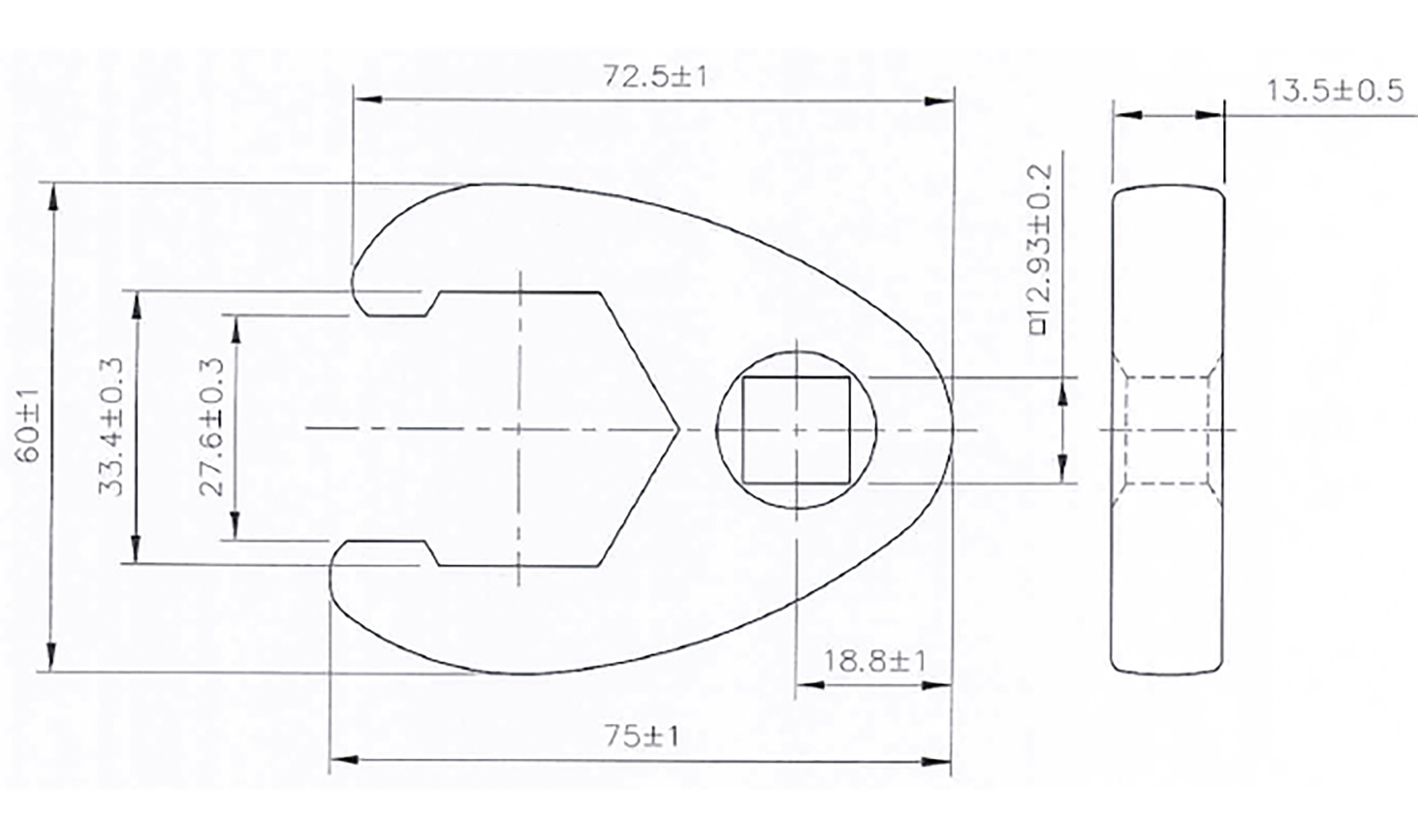 BGS Hahnenfußschlüssel | Antrieb Innenvierkant 12,5 mm (1/2") | SW 33 mm