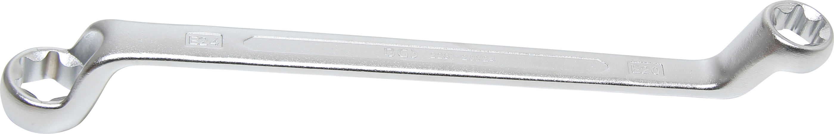 BGS Doppel-Ringschlüssel mit E-Profil-Ringköpfen | gekröpft | SW E20 x E24