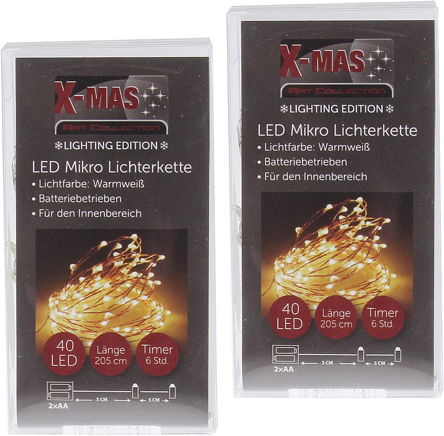 X-MAS LED Mikro Lichterkette 40 LED mit Timer
