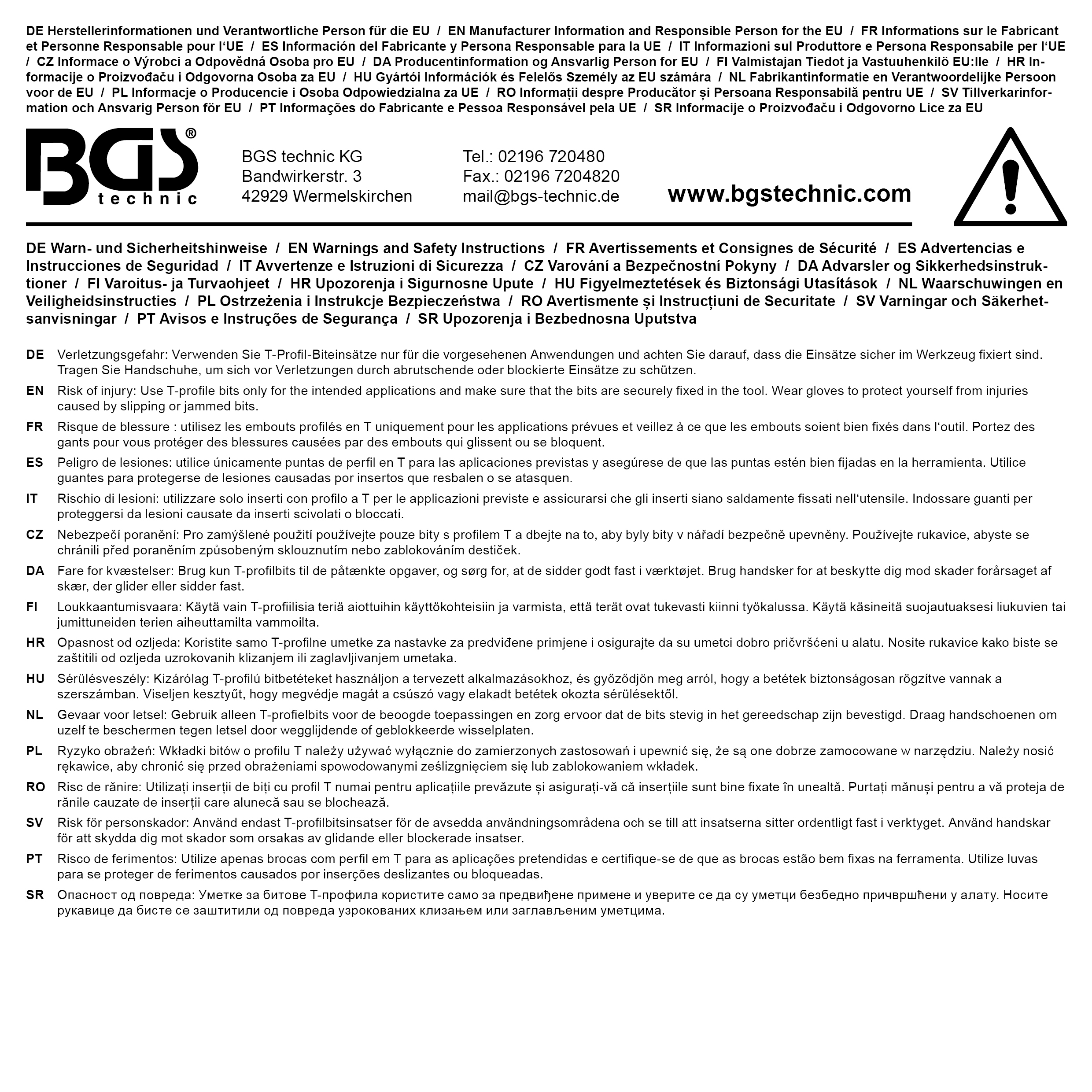 BGS Bit-Einsatz | Antrieb Innenvierkant 6,3 mm (1/4") | T-Profil (für Torx) mit Bohrung T8
