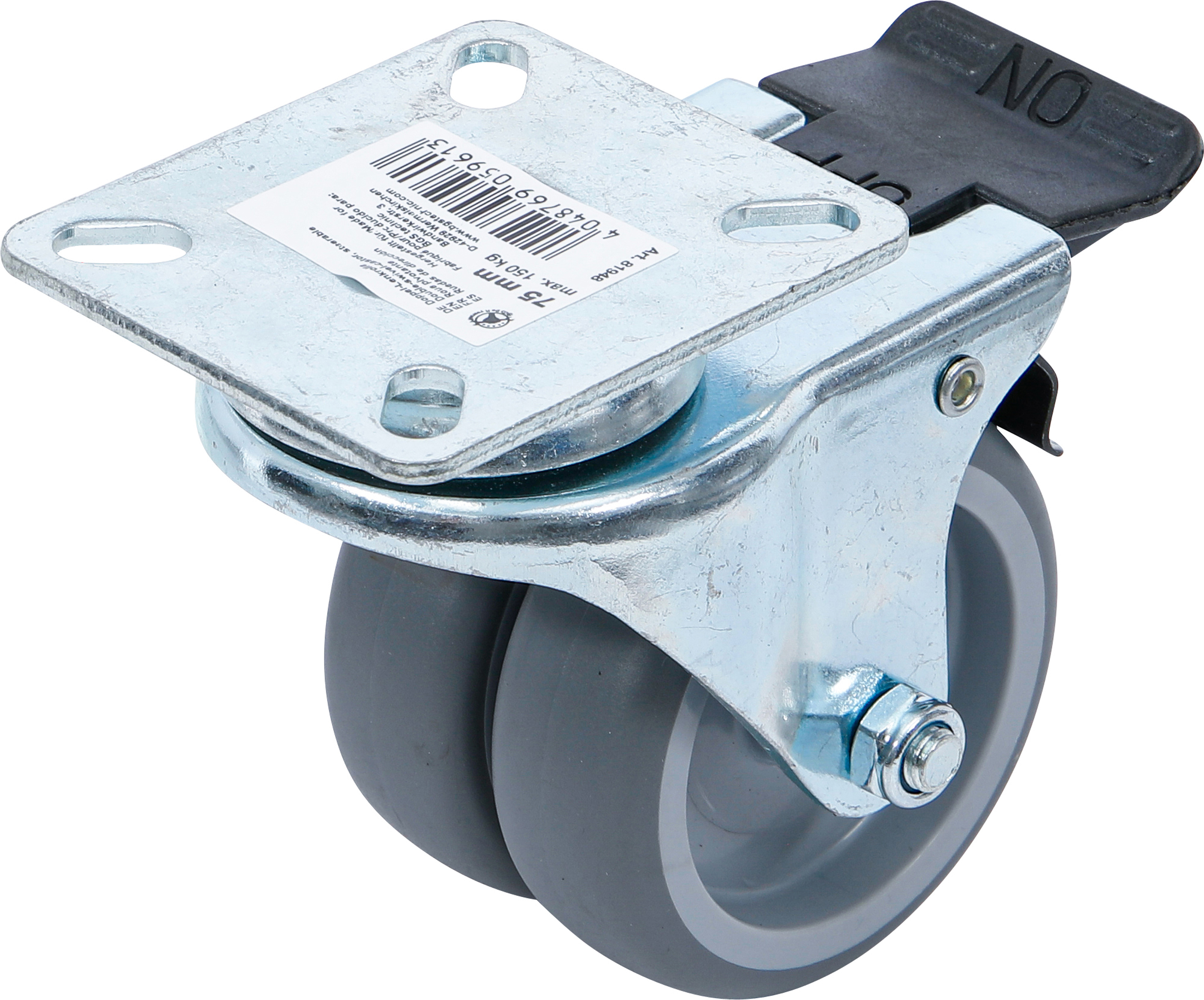 BGS Doppel-Lenkrolle | mit Bremse | Ø 75 mm