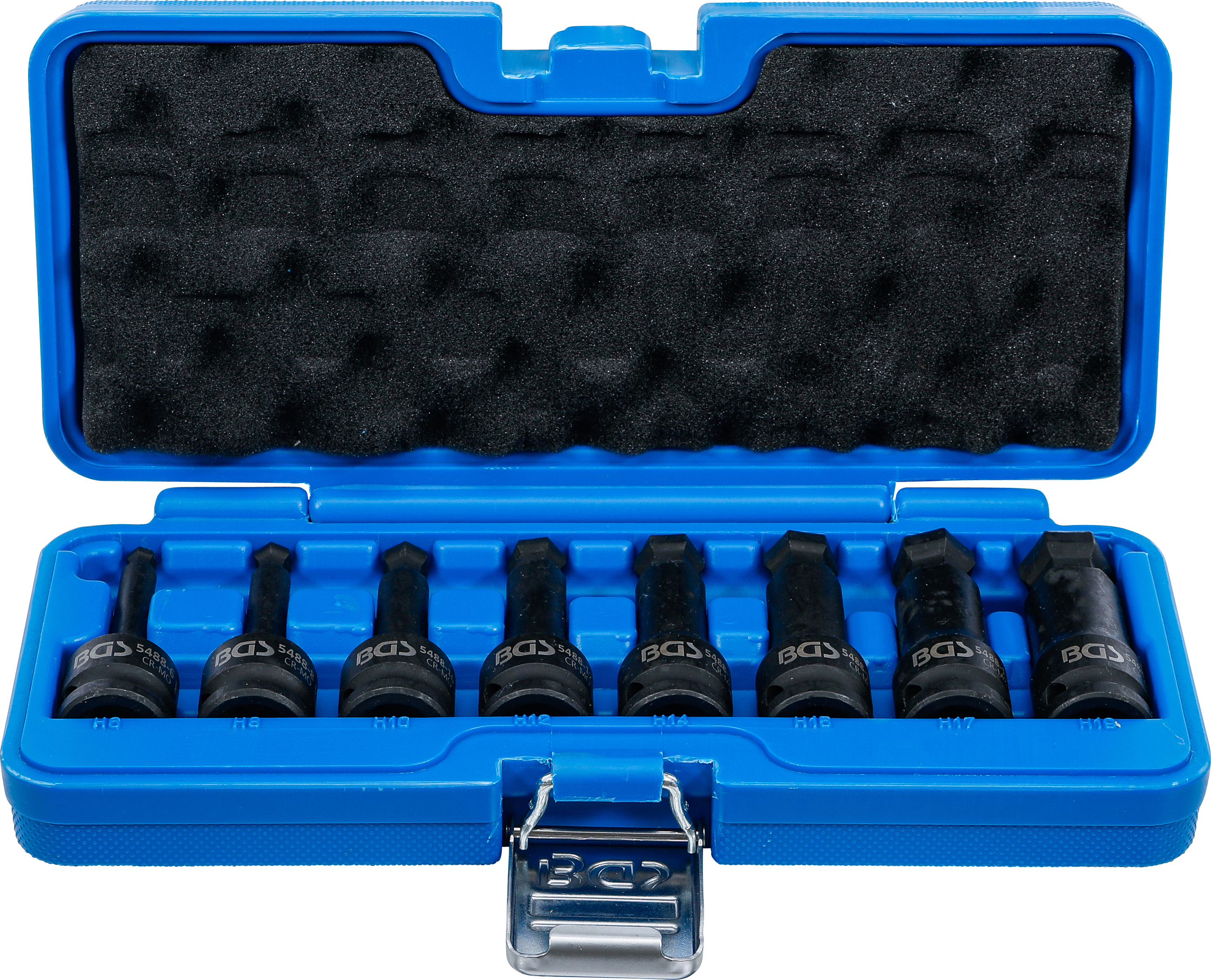 BGS Kraft-Bit-Einsatz-Satz | Länge 75 mm | Antrieb Innenvierkant 12,5 mm (1/2") | Innensechskant mit Kugelkopf 6 - 19 mm | 8-tlg.