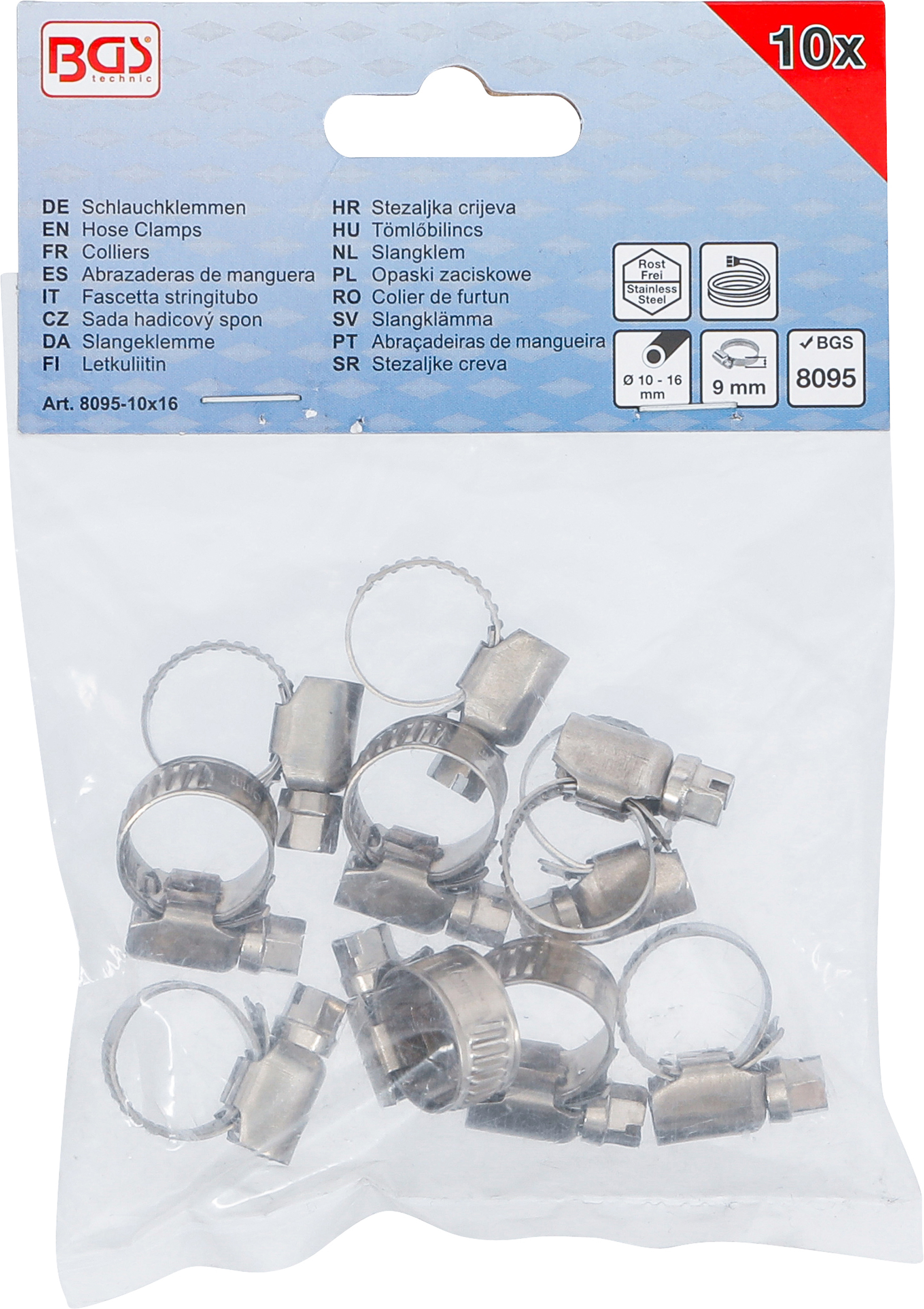 BGS Schlauchklemmen | rostfrei | 10 x 16 mm | 10-tlg.