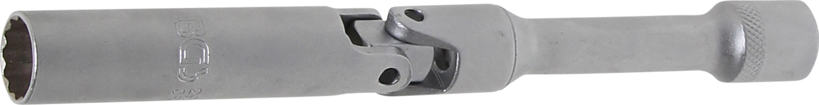 BGS Zündkerzen-Gelenkeinsatz Zwölfkant, extra lang | Antrieb Innenvierkant 10 mm (3/8") | SW 14 mm
