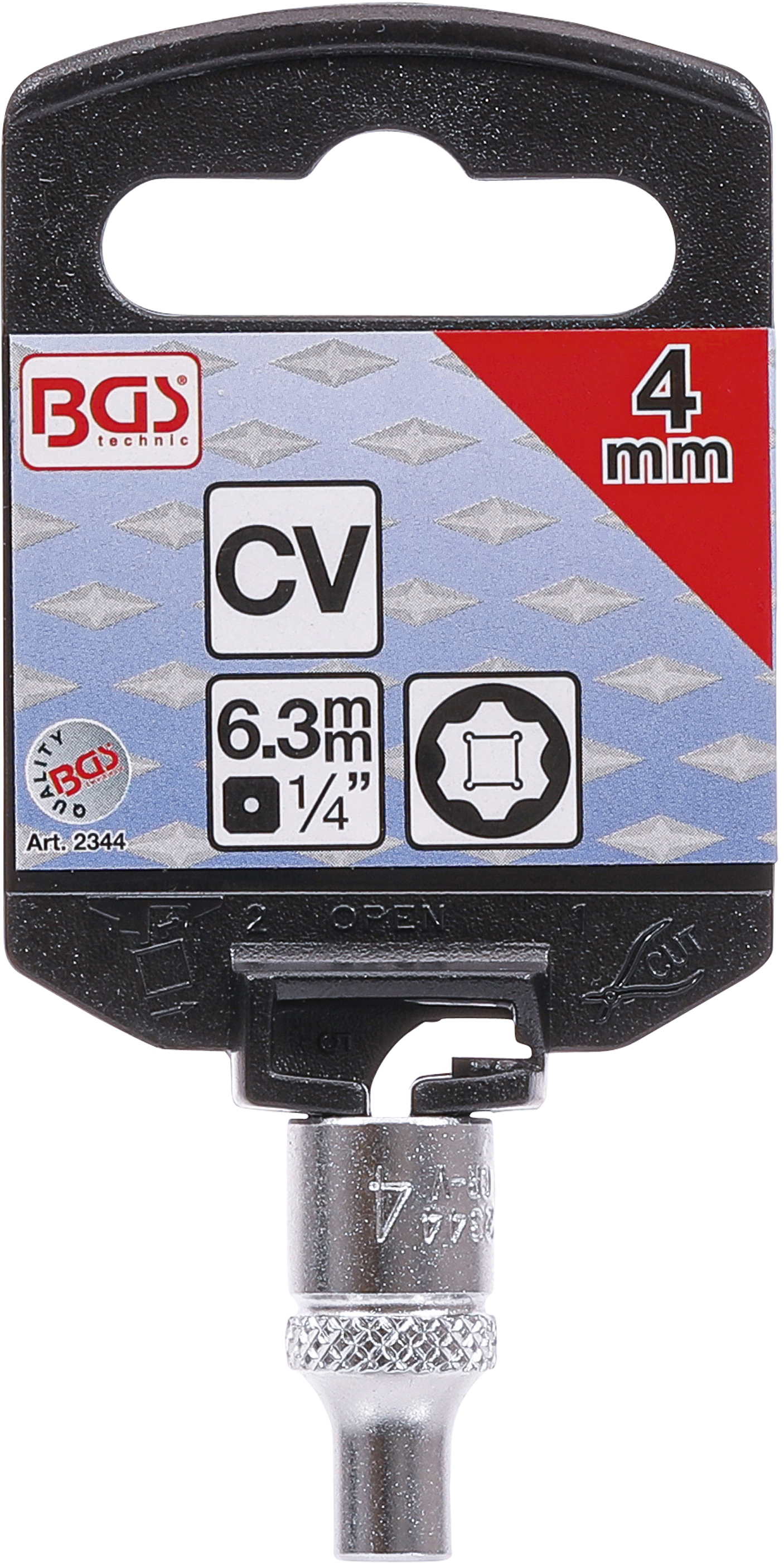 BGS Steckschlüssel-Einsatz Super Lock | Antrieb Innenvierkant 6,3 mm (1/4") | SW 4 mm