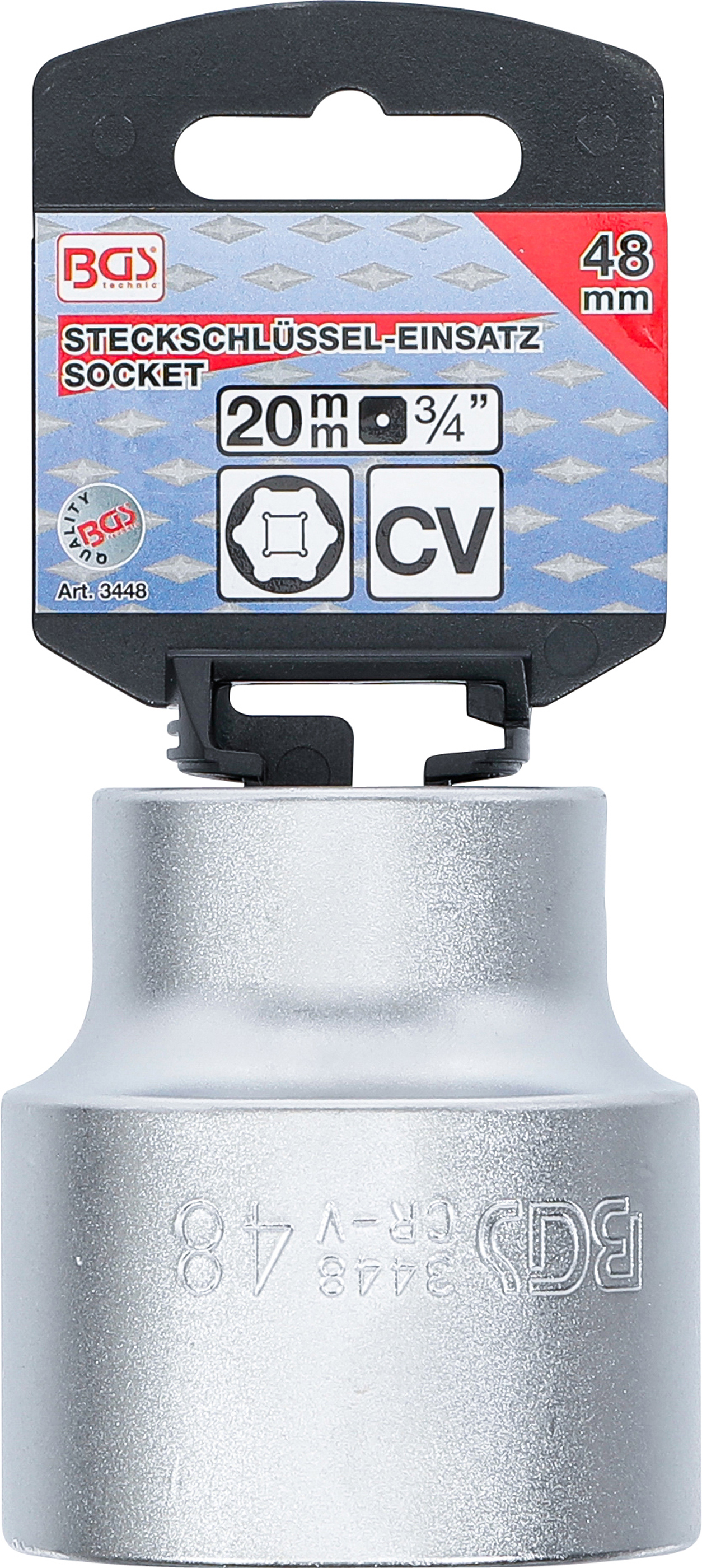 BGS Steckschlüssel-Einsatz Sechskant | Antrieb Innenvierkant 20 mm (3/4") | SW 48 mm