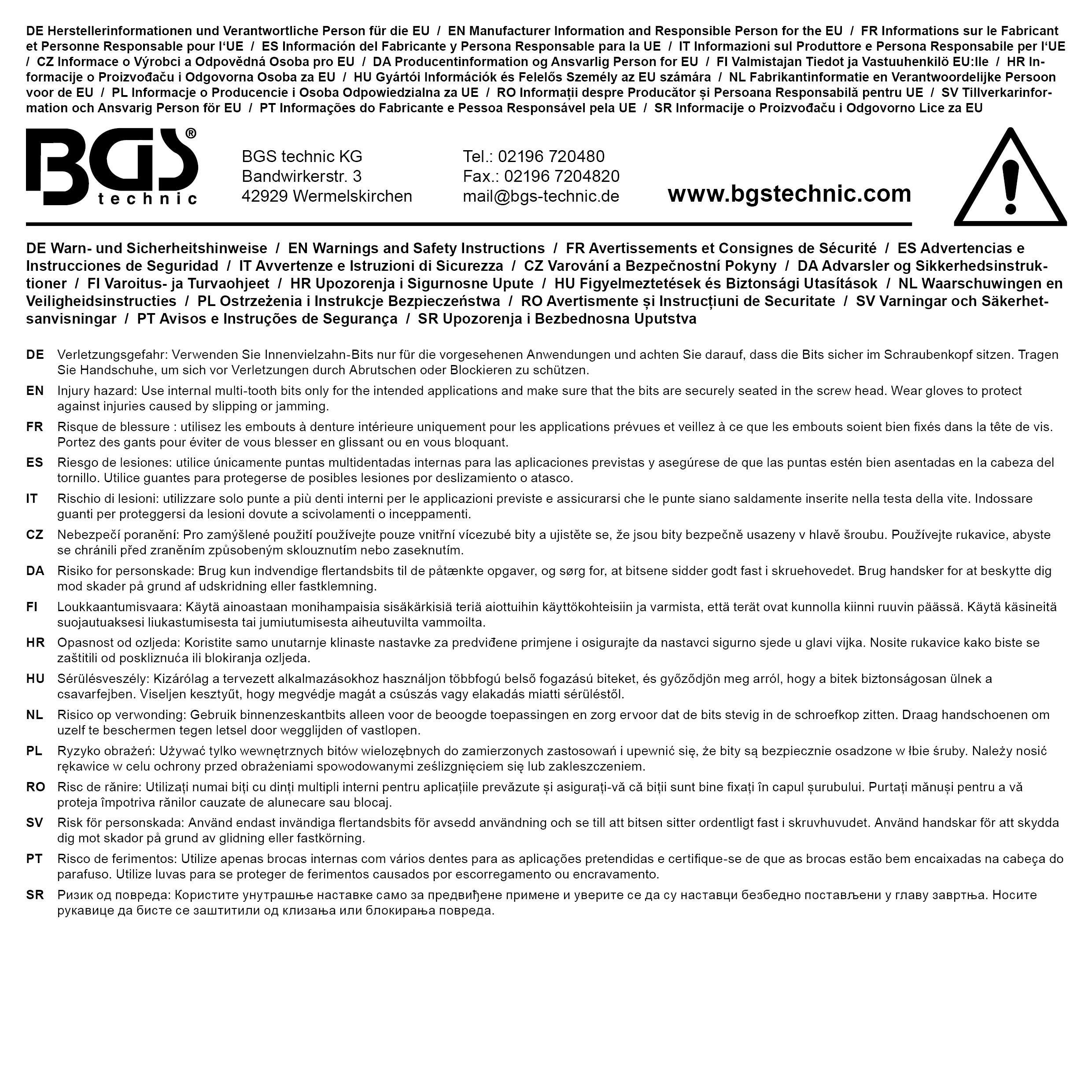BGS Kraft-Bit-Einsatz | Länge 55 mm | Antrieb Innenvierkant 20 mm (3/4") | Innenvielzahn (für XZN) M24