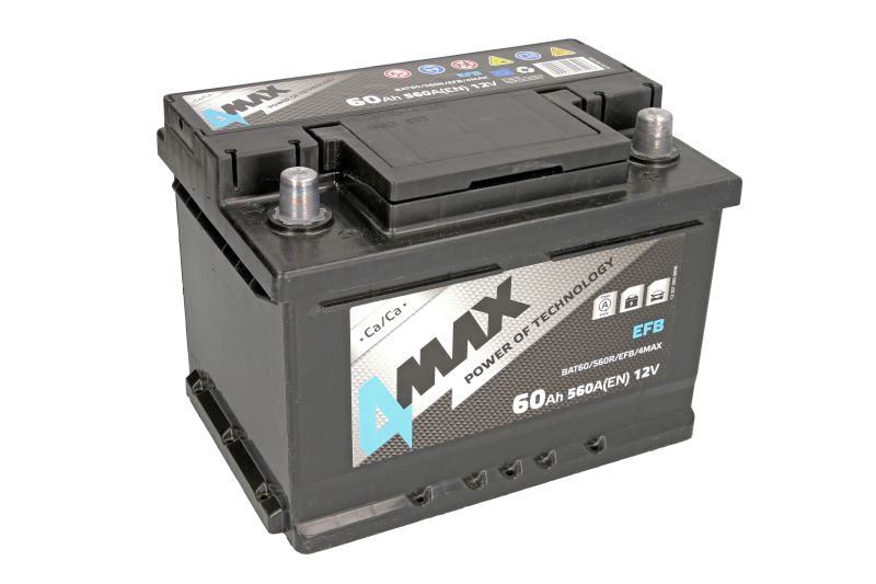 Starterbatterie 4MAX Autobatterie 12V 60Ah 560A Start&Stop EFB