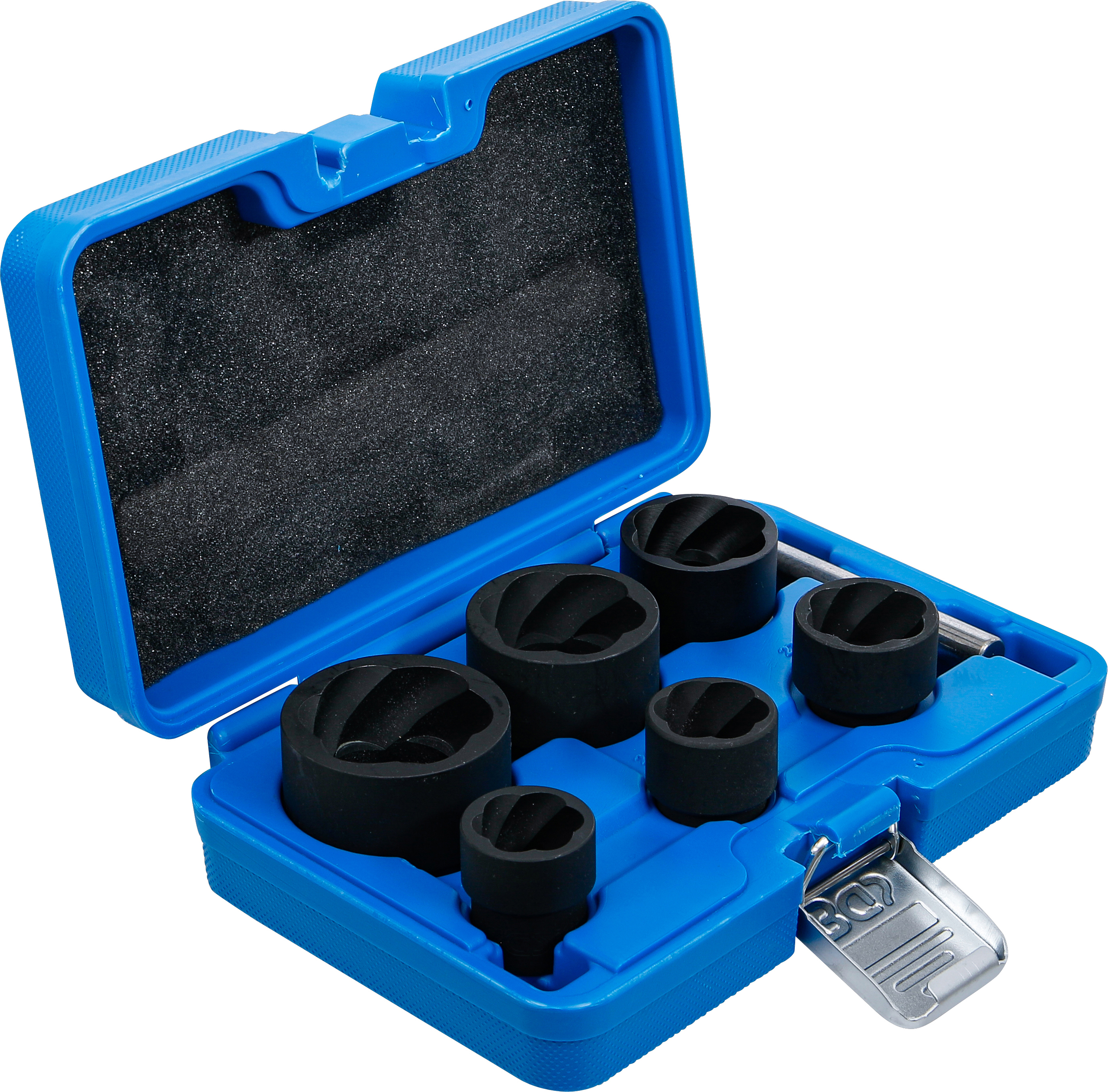 BGS Spiral-Profil-Steckschlüssel-Satz / Schraubenausdreher | Antrieb Innenvierkant 12,5 mm (1/2") + 20 mm (3/4") | SW 22 - 41 mm | 6-tlg.