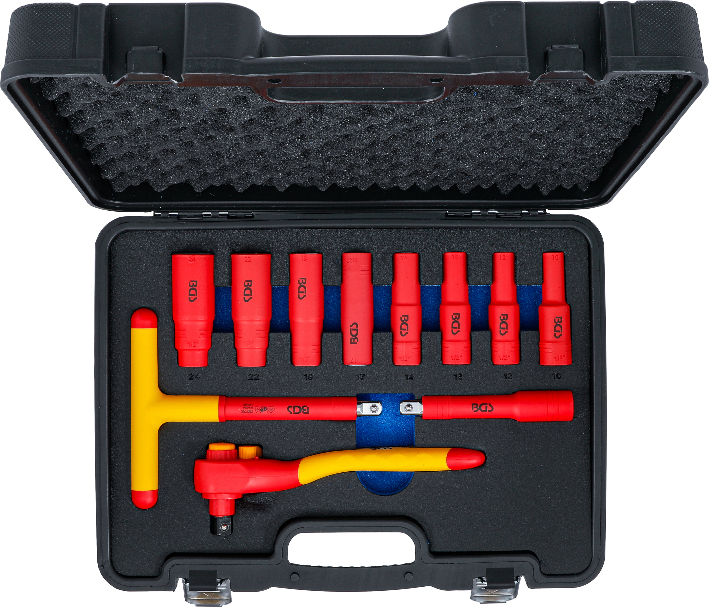 BGS VDE-Steckschlüssel-Satz | Antrieb 12,5 mm (1/2") | SW 10 - 24 mm | 11-tlg.